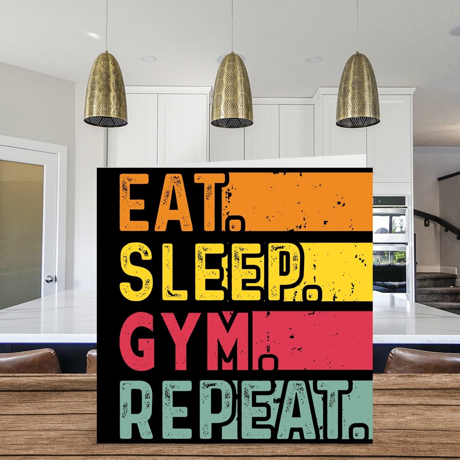 Birthday Card Funny for Her or Him - Eat, Sleep, Gym, Repeat - Happy Birthday Cards for Workout Fitness Lovers Gifts, 5.7 x 5.7 Inch Birthday Greeting Cards for All Occasions Kids or Adult - Image 3
