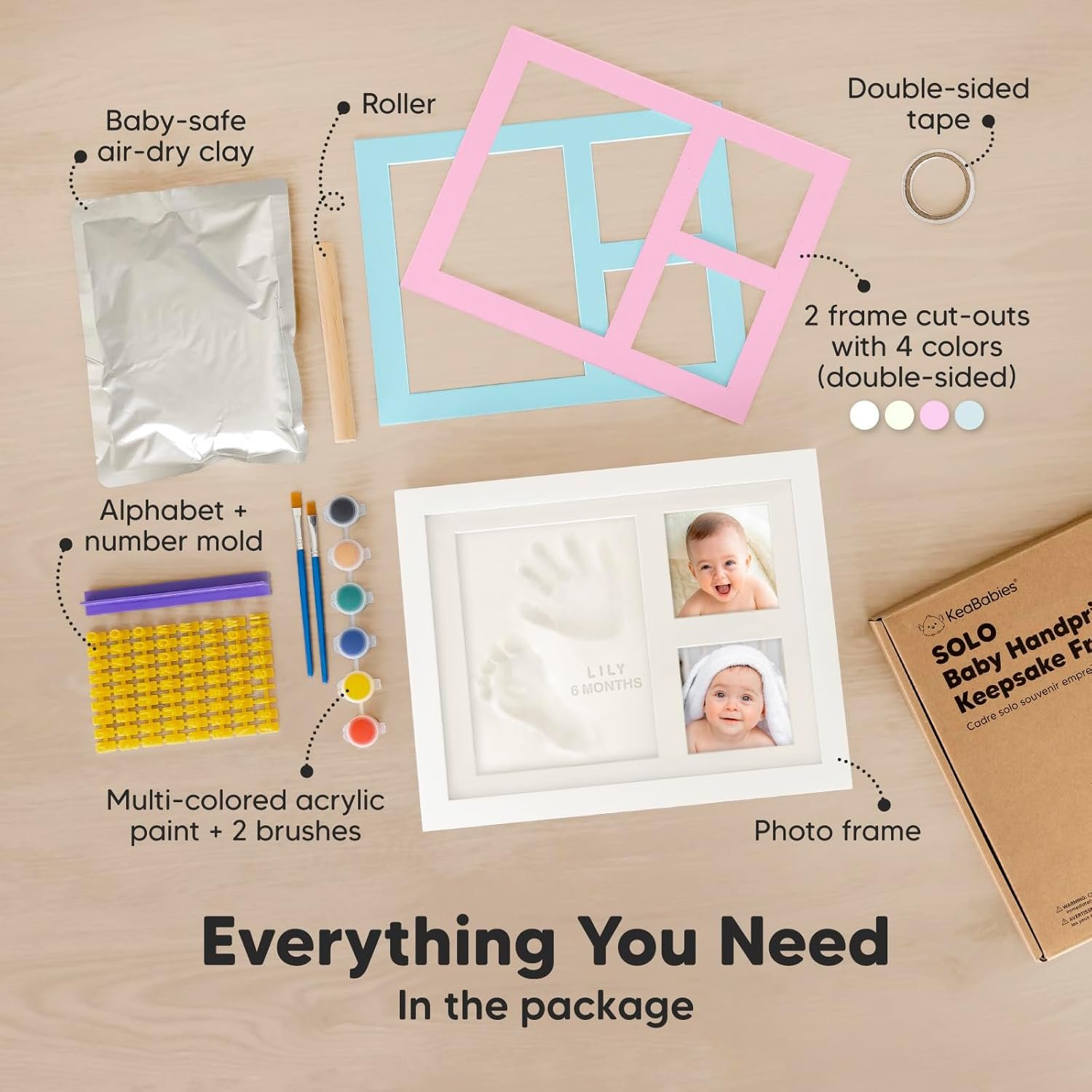 Baby Hand and Footprint Kit - Quick Dry Clay Baby Footprint Kit, Newborn Keepsake, Nursery Picture Frame for Boys, Girls, Personalized Gifts for Shower & Registry, New Mom Gift (Alpine White) - Image 3