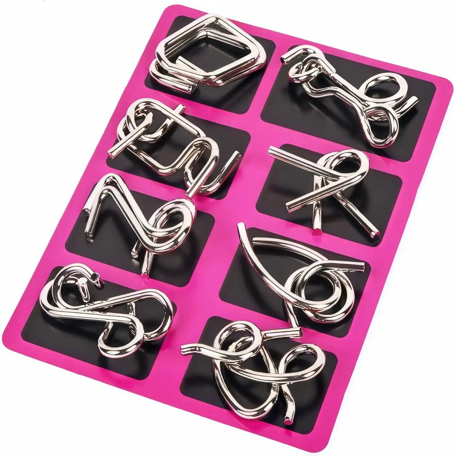 Metal Wire Puzzle Set of 24 with Pouch,Brain Teaser IQ Test Disentanglemen Iron Link Unlock Interlock Game Chinese Ring Magic Trick Toy for Party Favor Kids Adults Challenge - Image 4