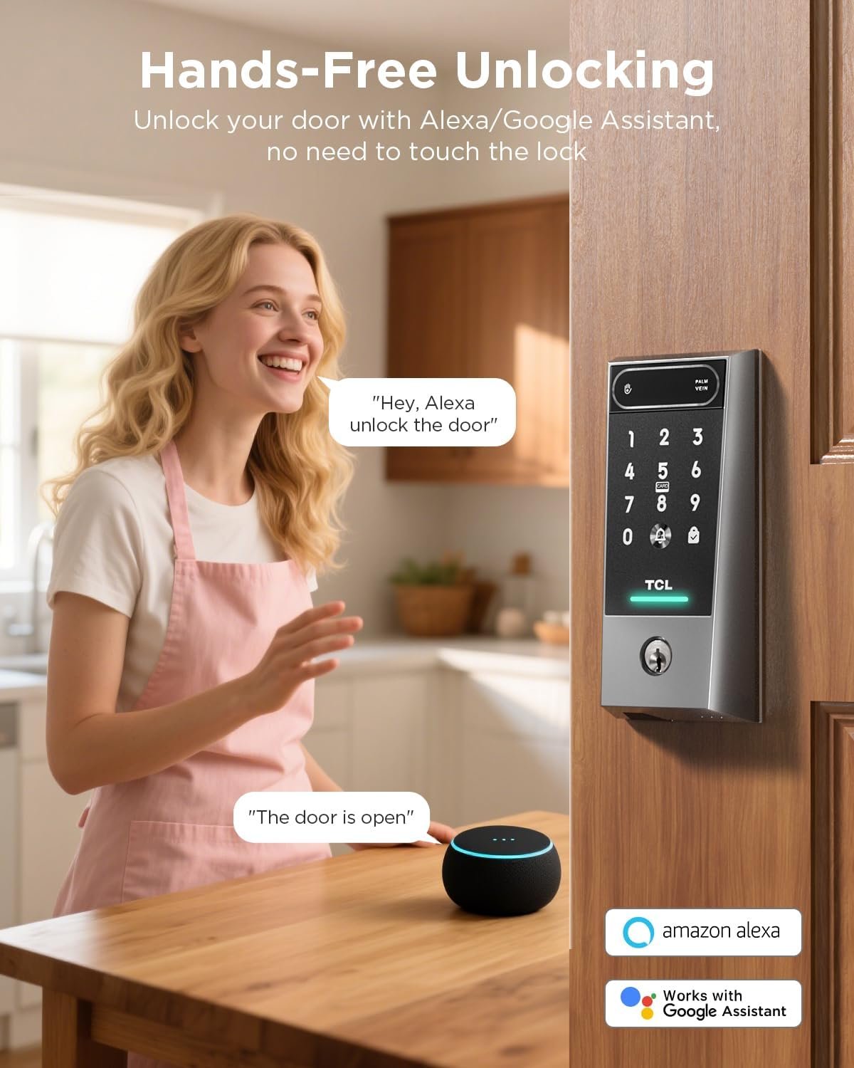 TCL D2 Pro Smart Lock, Palm Vein Recognition Keyless Entry with Built-in Doorbell, App Control, Auto Lock, Rechargeable Battery, for Home Security - Image 4
