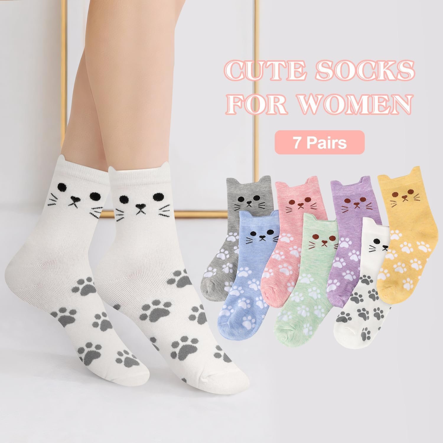 AGRIMONY Women's Cat Socks Cute Animal Socks Cat Mom Dog Mom Gifts for Women Teen Girls -Valentines Birthday Gifts for Wife - Image 4