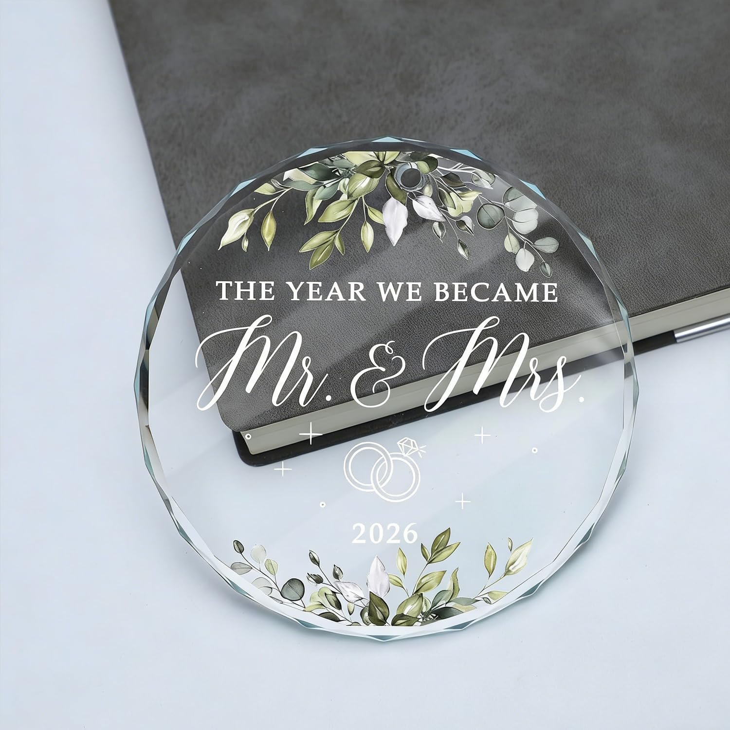 Custom Wedding Gifts for Couples, Bridal Shower Gifts for Bride, Mr and Mrs Gift, Just Married Decorations, Crystal Glass Christmas Ornaments - Image 5