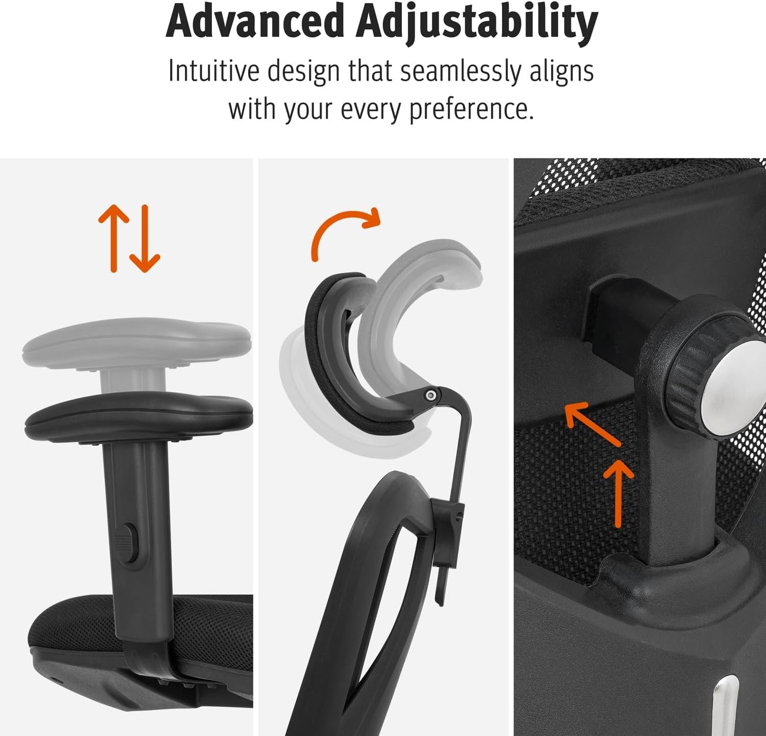 Duramont Ergonomic Office Chair | Adjustable Desk Chair with Lumbar Support and Rollerblade Wheels | High Back Chair with Breathable Mesh | Thick Seat Cushion - Image 5