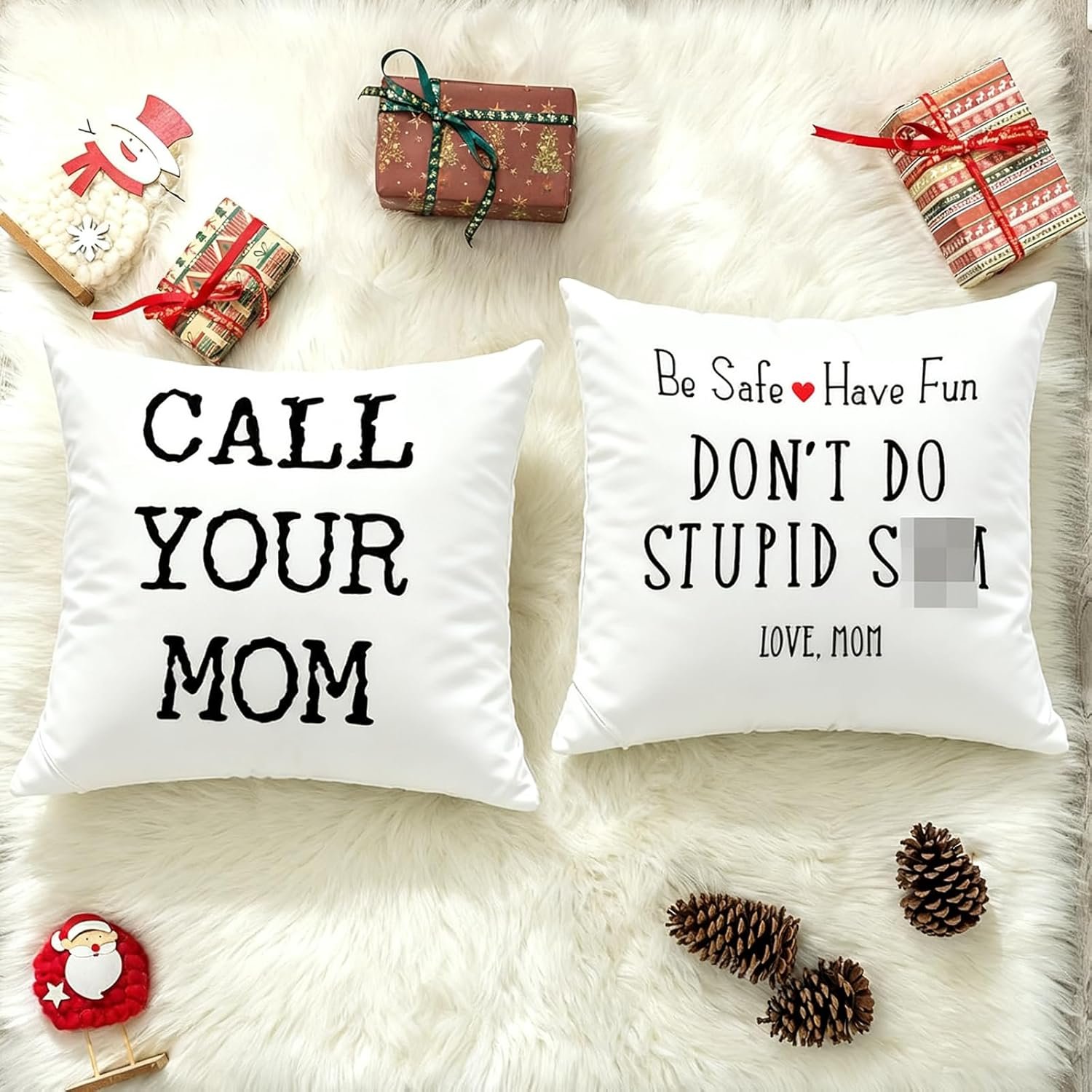 Call Your Mom Be Safe Have Fun Don't Do Stupid Love Mom 18''x18''Reversible Throw Pillow Case Decorative Home Bedroom College Dorm Cushion Cover,Sofa Bed Couch Decor,Son Daughter Graduation Gift - Image 3