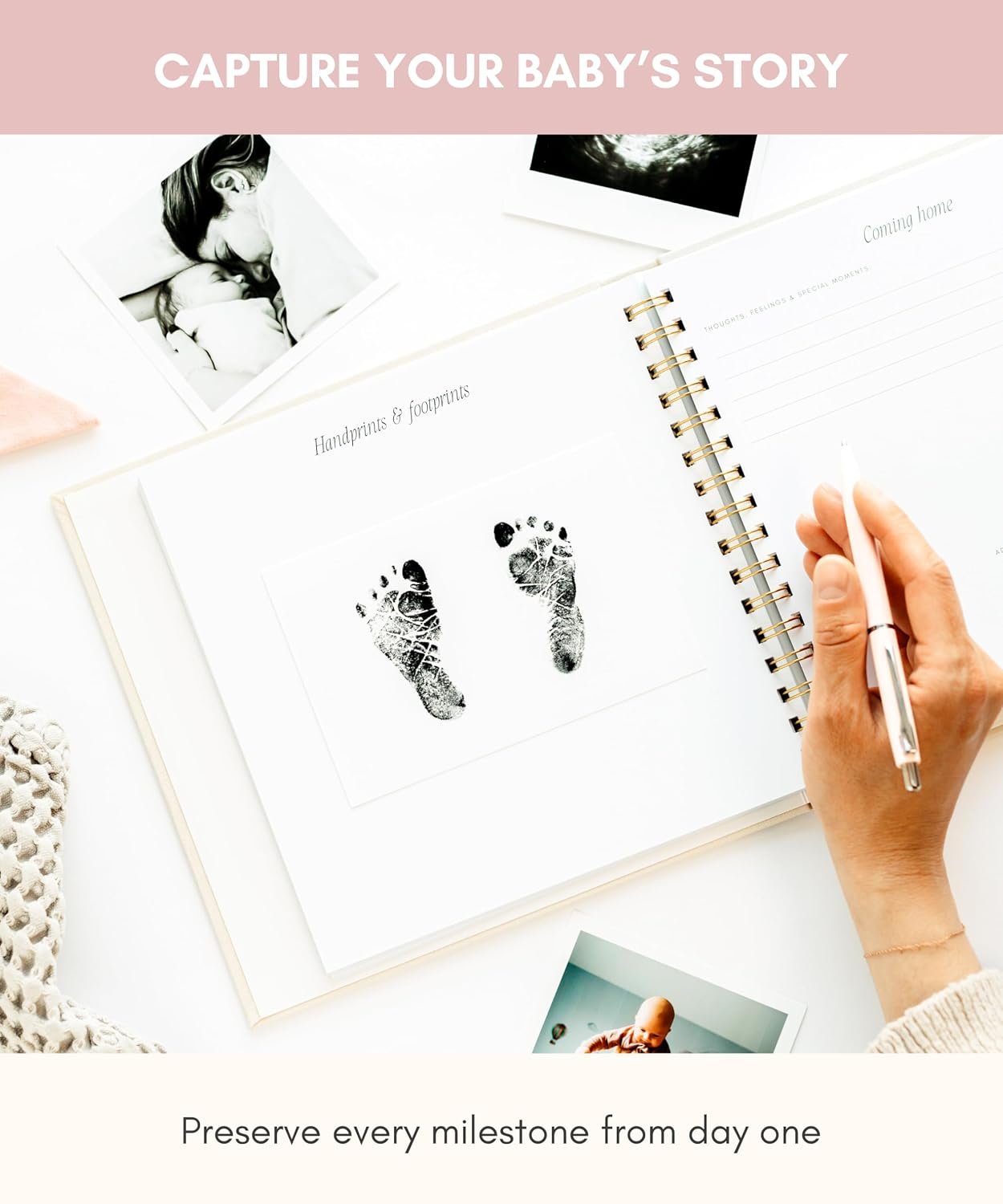 Lamare Baby First Year Book – Baby Memory Book for Girls & Boys - Baby Milestone Book from Pregnancy to Childhood – Cute Baby Book Keepsake Gift - Image 3