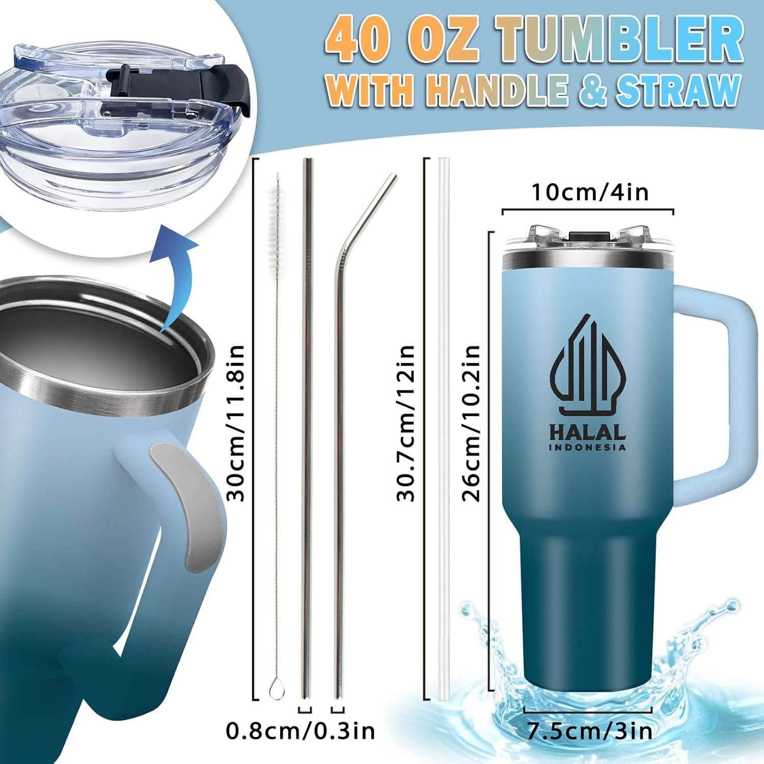 Personalized 40OZ Tumbler with Picture Text, Fathers Day Gift,Custom Stanley Cup, Stainless Steel Water Bottles with Handle, Personalized Birthday Gifts for Men Women Dad, Employee Appreciation Gifts - Image 8