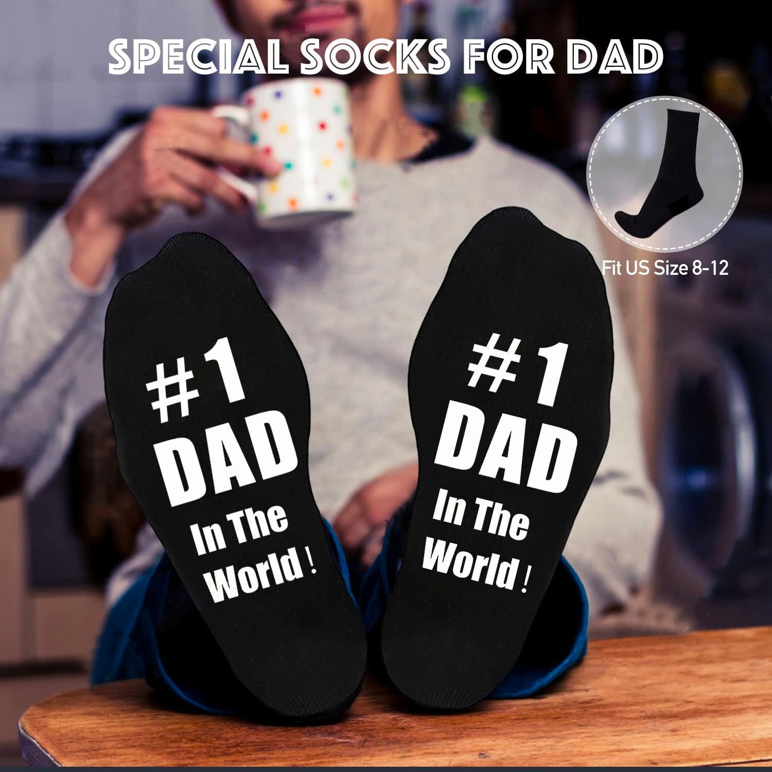 Dad Gifts, 8PCS Fathers Day Gift Includes 20oz Tumbler with Lid Straw Brush Socks Bracelet Key Chain Thanks Card Gift Box, Best Dad Ever Gifts from Daughter Son Kids for Christmas Birthday - Image 4
