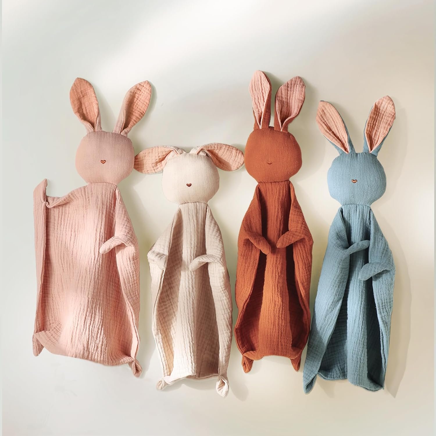 Insular Bunny Lovey Blanket for Boys and Girls, Organic Cotton Muslin Security Blanket for Babies, Soft Breathable Lovie Soothing Towel for Newborn and Infant, Pink&Khaki - Image 7