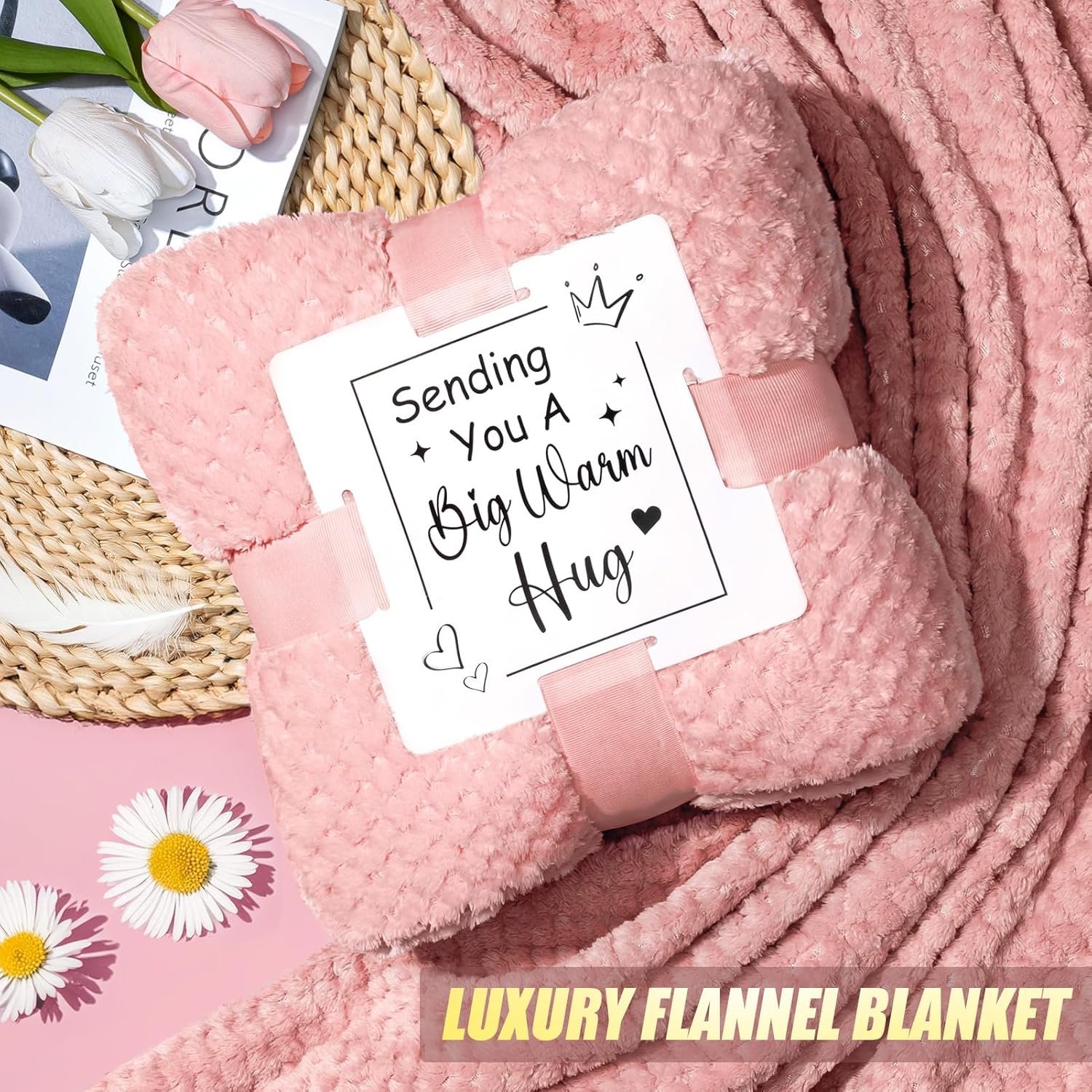 Birthday Gifts for Women Self Care Get Well Soon Gifts, Rose Relaxing Spa Gift Box Care Package Basket w/ Luxury Flannel Blanket 40 oz Tumbler, Mother's Day Gift for Mom Her Wife Girlfriend Sister - Image 5