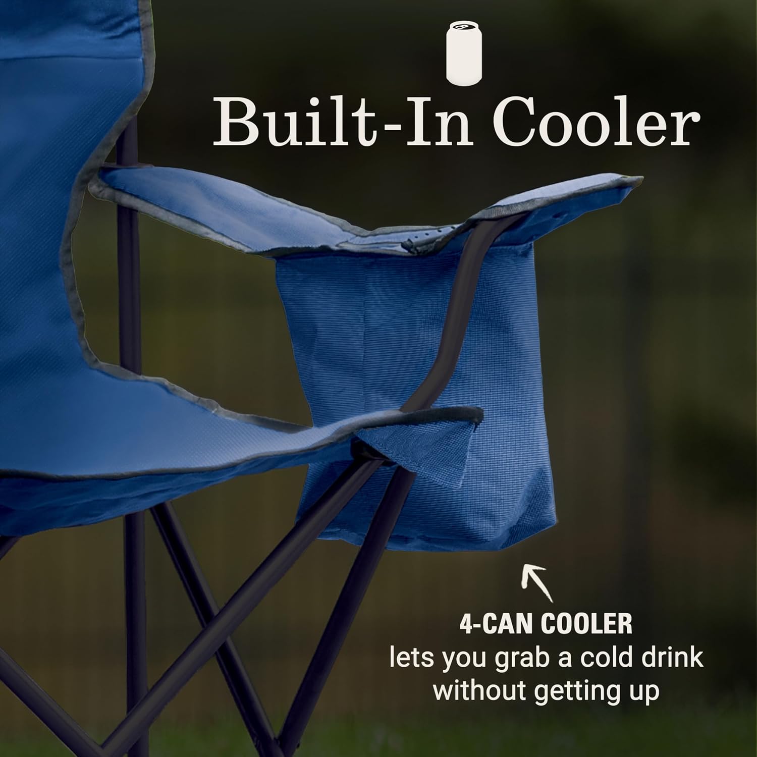 Coleman Portable Camping Chair with 4-Can Cooler, Cushioned Seat & Back with Side Pockets & Cup Holder, Carry Bag Included, Great for Camping, Tailgating, Firepits, Patio, & More - Image 3