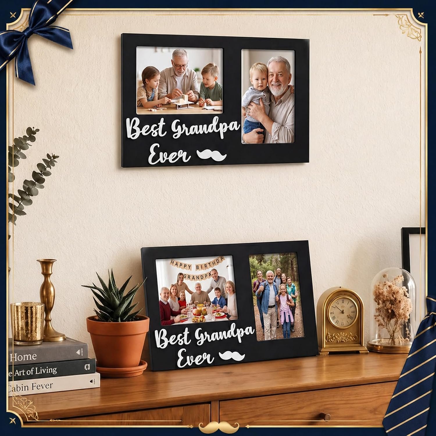 Jetec Grandpa Picture Frame 3D Wooden Fathers Day Photo Frame from Granddaughter Grandson Best Grandpa Ever Display Holds Two 4 x 6 Inch Photos Includes Gift Box and Card Ideal for Gifts - Image 5