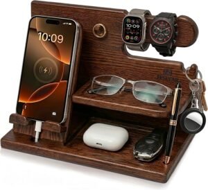 TESLYAR Wood Phone Docking Station ...