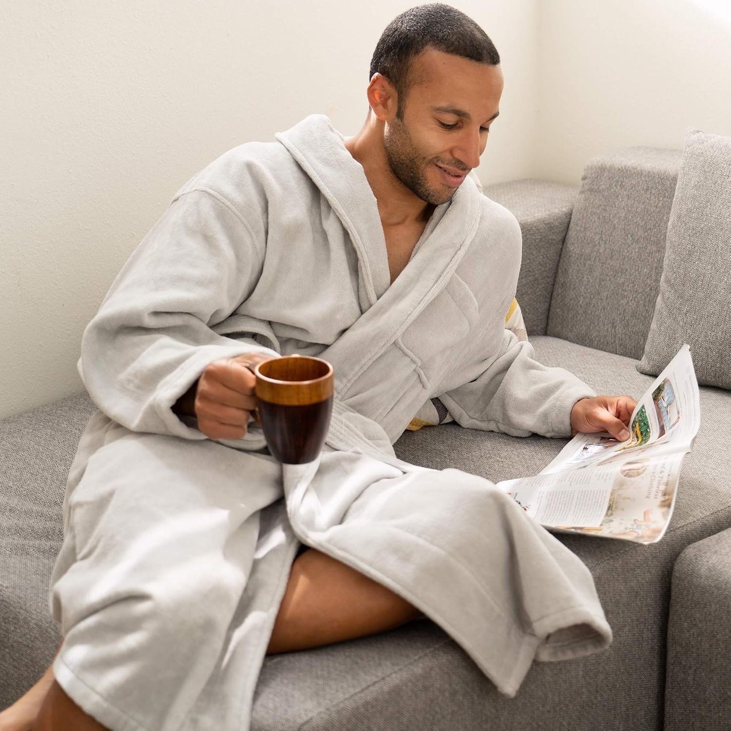 Alpine Swiss Pure Cotton Mens Terry Cloth Bathrobe Super Absorbent Spa Robe - Image 4
