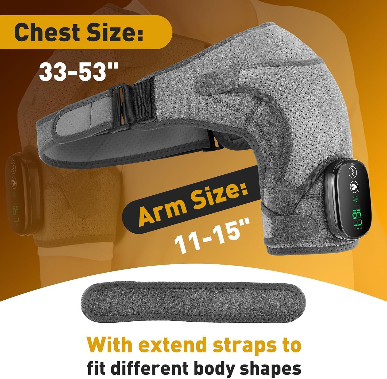 Heated Shoulder Wrap & Shoulder Heating Pad, Electric Heating Pad with Massage, Heated Shoulder Brace for Men & Women, Left Right Shoulder Massage, Cordless Shoulder Massager with Heat - Image 3