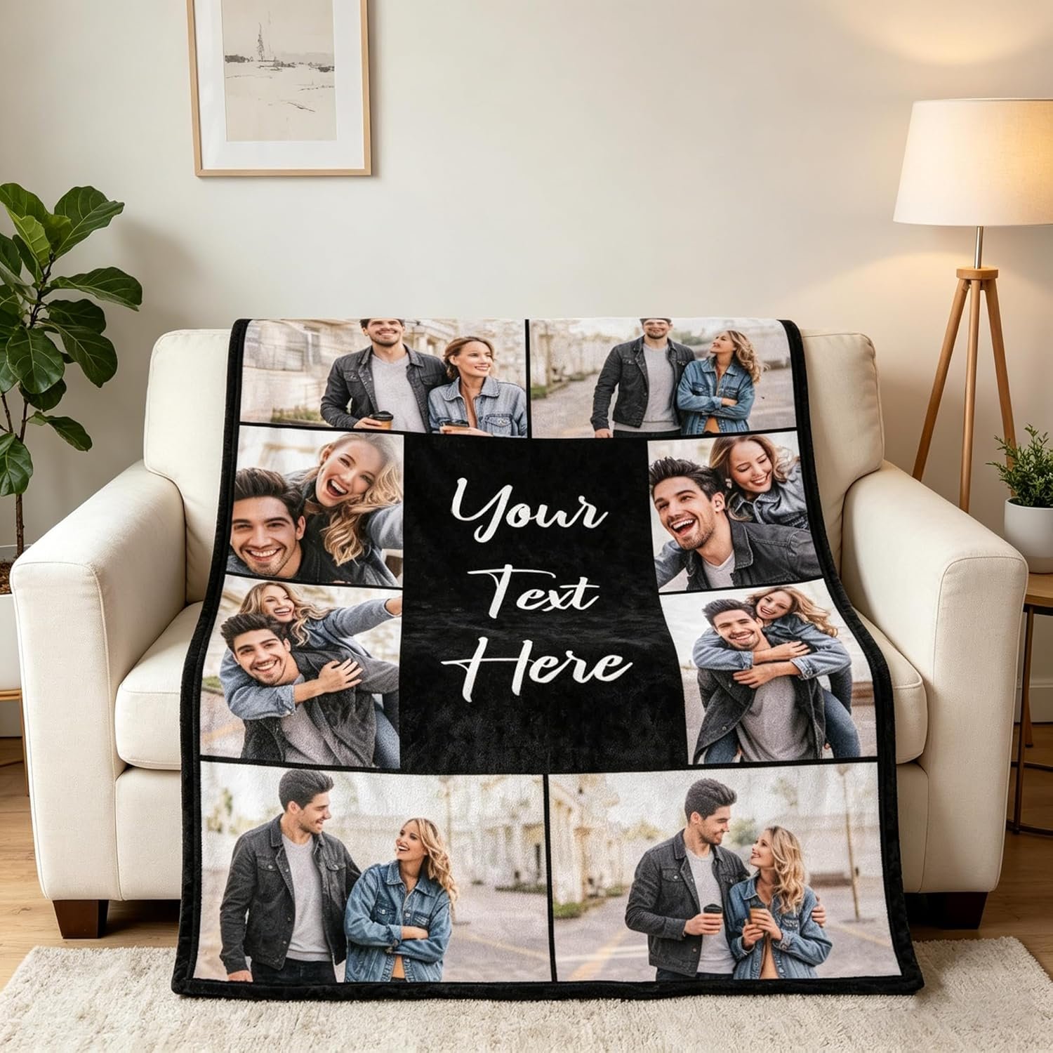 Custom Blanket with Photo Personalized Blankets and Throws Picture Blanket for Fathers Day Birthday Customized for Dad Mom Couple - Image 2