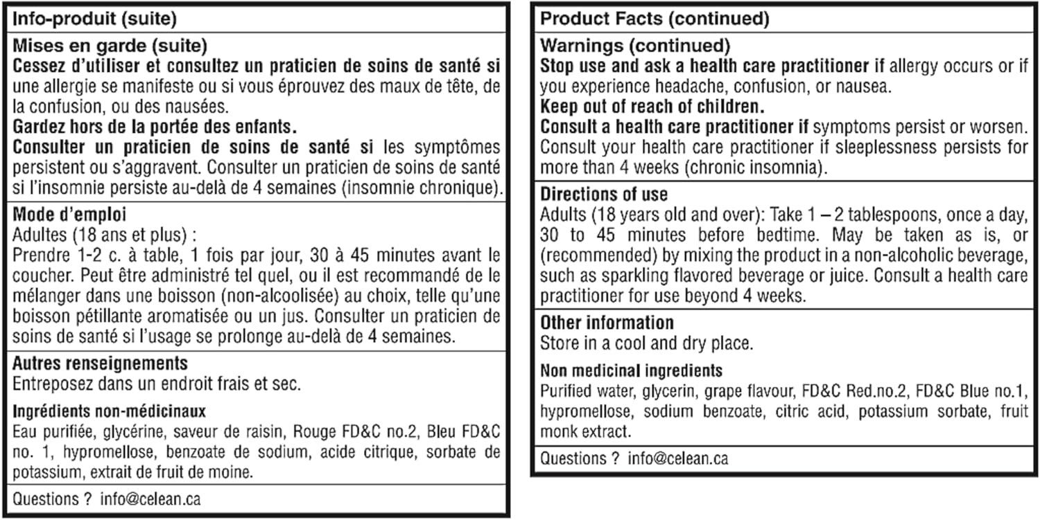 Celean Sleep Aid Syrup | Melatonin + L-Theanine + GABA | Grape Flavor | Relaxation & Sleep Support | 240 ml (Grapes) - Image 5