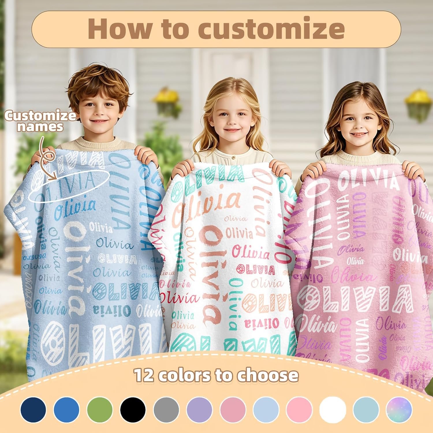 Custom Blanket with Name, Personalized Blanket for Adults Kids, Customized Gifts Baby Blanket, for Teen Girls Boys Mom, Dad, Couple, Girlfriend, Boyfriend(Color01-White) - Image 4