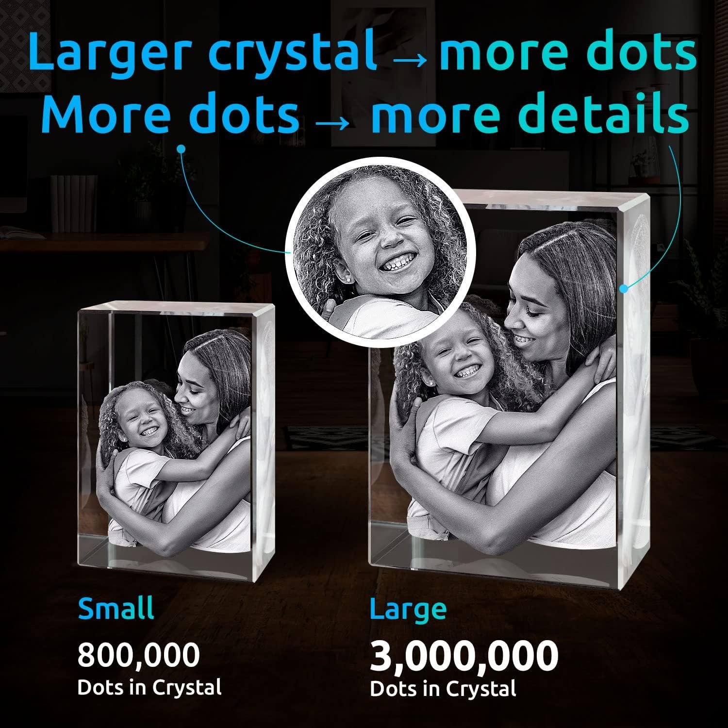 ArtPix 3D Crystal Photo, Personalized Gifts for Women, Wife, Mom, Her, Him, Men, Great Customized Gift With Your Own Photo - Anniversary, Wedding, Birthday - Custom Glass 3D Laser Etched Picture Frame - Image 5