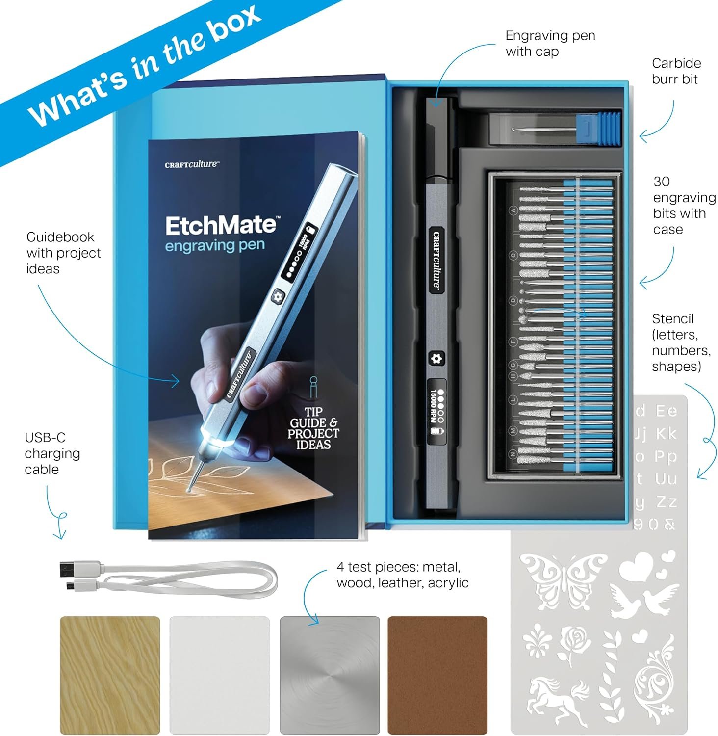 EtchMate Engraving Pen for Metal, Wood, Glass, Plastic & All Materials - Engraver Pen Tool - Teen Boy Gifts - Unique Gifts for Women, Teenage Girl - Cool Christmas Gift Ideas - Craft Kits for Adults - Image 5
