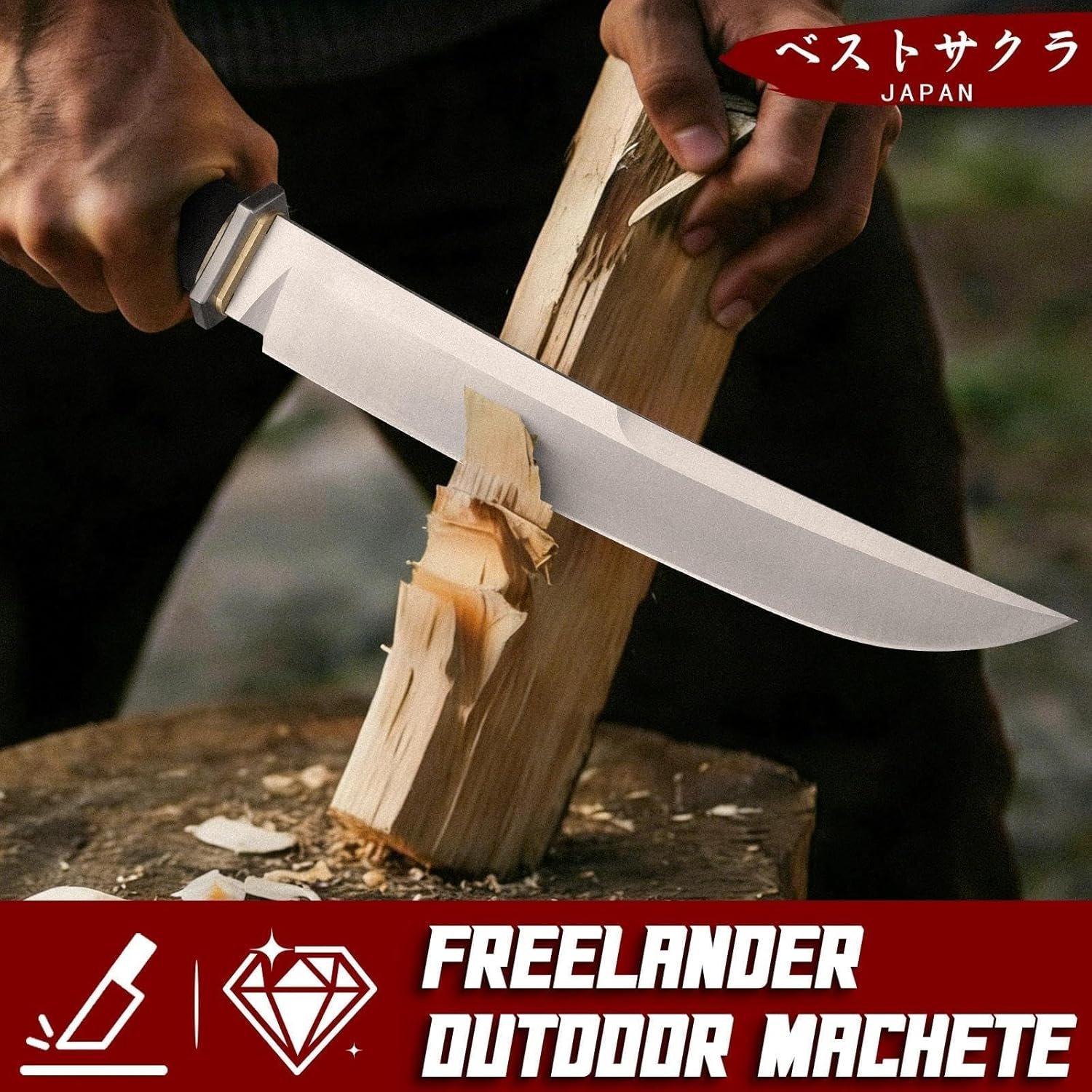 Freelander Japanese Fixed Blade Knife with Sheath, D2 Steel Survival Knife with 6mm Thick Spine for Outdoor Camping, Knives for Men - Image 2