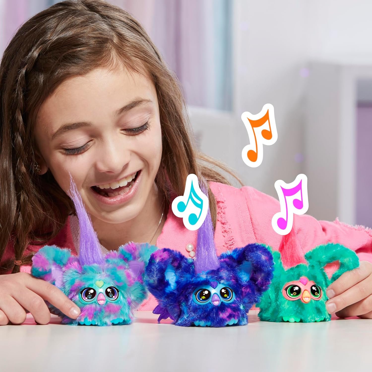 Furby Furblets Star-Lee Mini Friend, 45+ Sounds, Galaxy Music, Speaks Only Furbish, Electronic Plush Toys, Interactive Pets, Dark Blue, Easter Basket Stuffers, Ages 6+ - Image 5