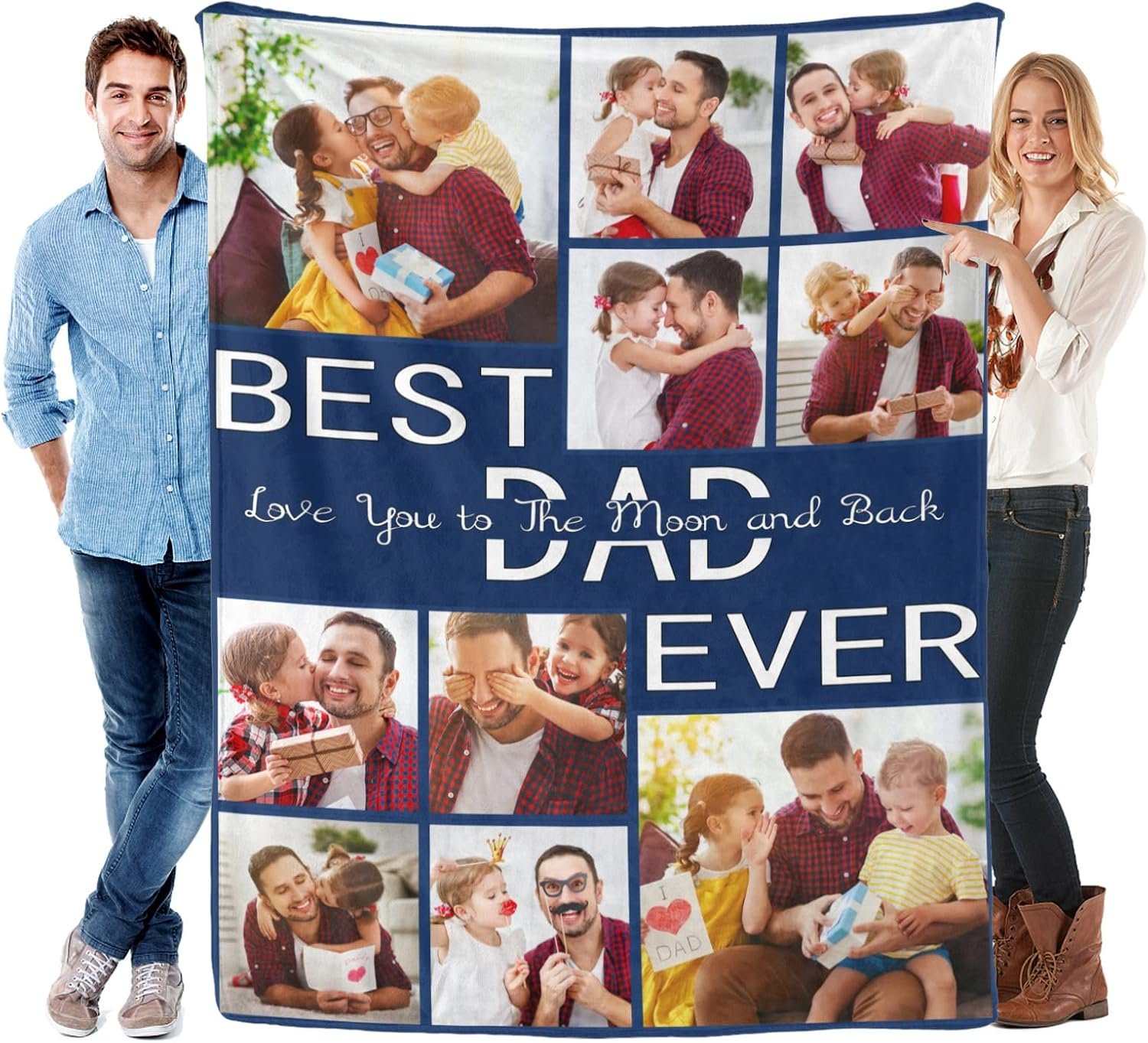 Custom Blanket with Photo Text, Birthday Gifts for Dad, Fathers Day Blanket,Personalized Blanket for Dad Husband Gifts from Son Daughter Wife - Image 7
