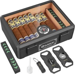 Cigar Humidor, Full Glass Top Cigar...