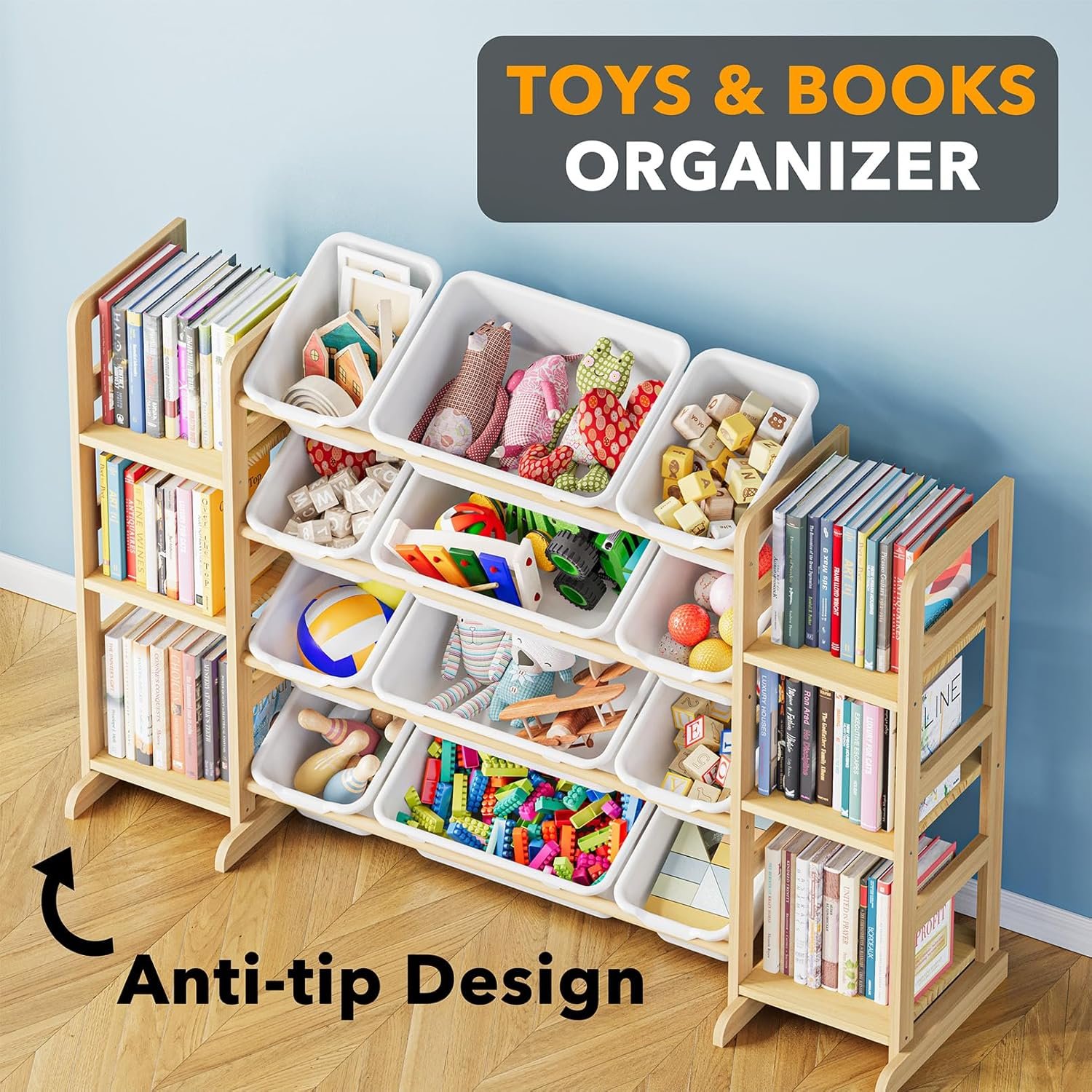 SpaceAid Toy Storage Organizer with 6 Shelves and 12 Bins, Bookshelf, Kids Shelf, Toy Box for Playroom Organization for Bedroom and Decor - Image 4