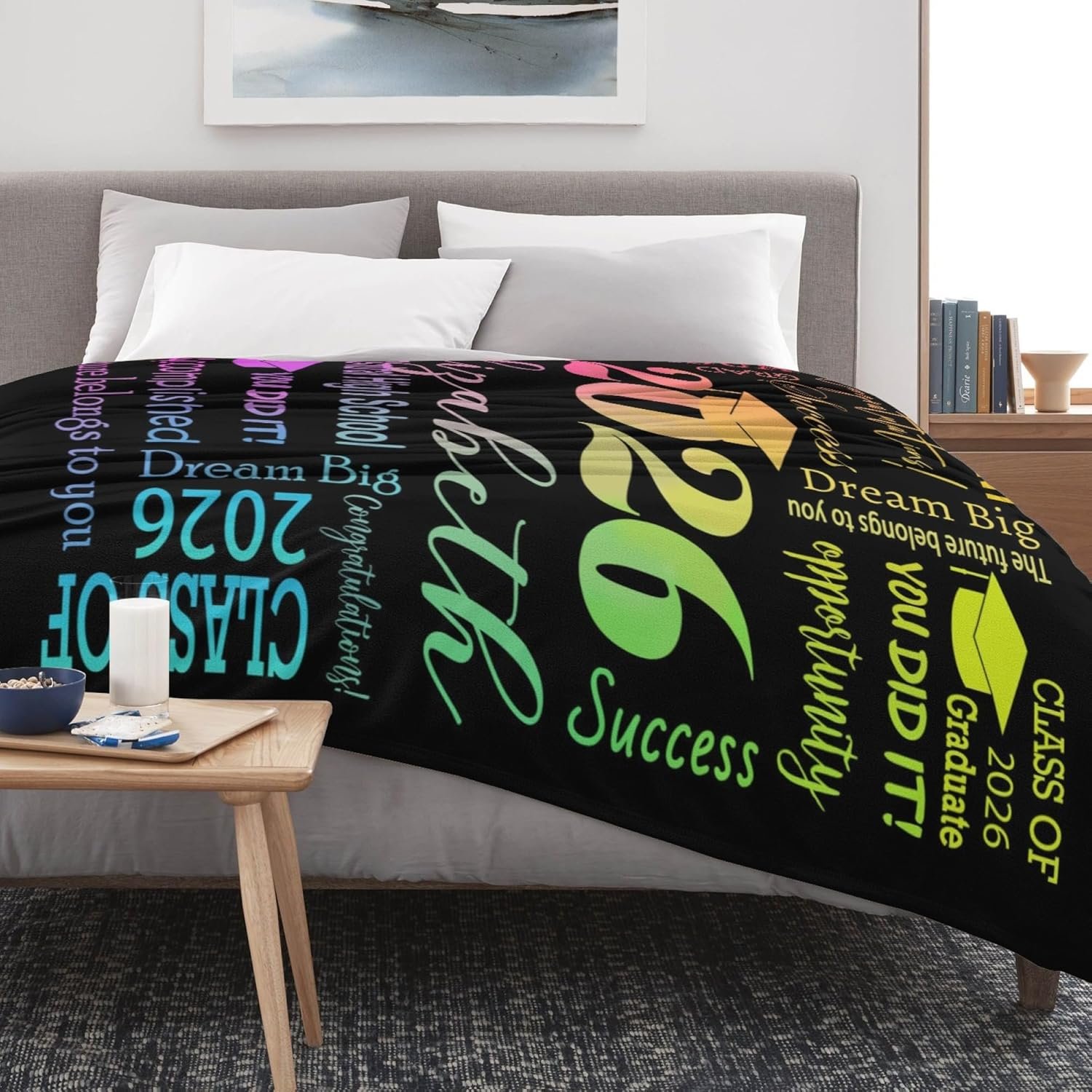 Custom Graduation Blanket with Name, Personalized Class of 2026 Throw Blanket, 2026 Graduation Gifts Blanket for Him Her - Image 3