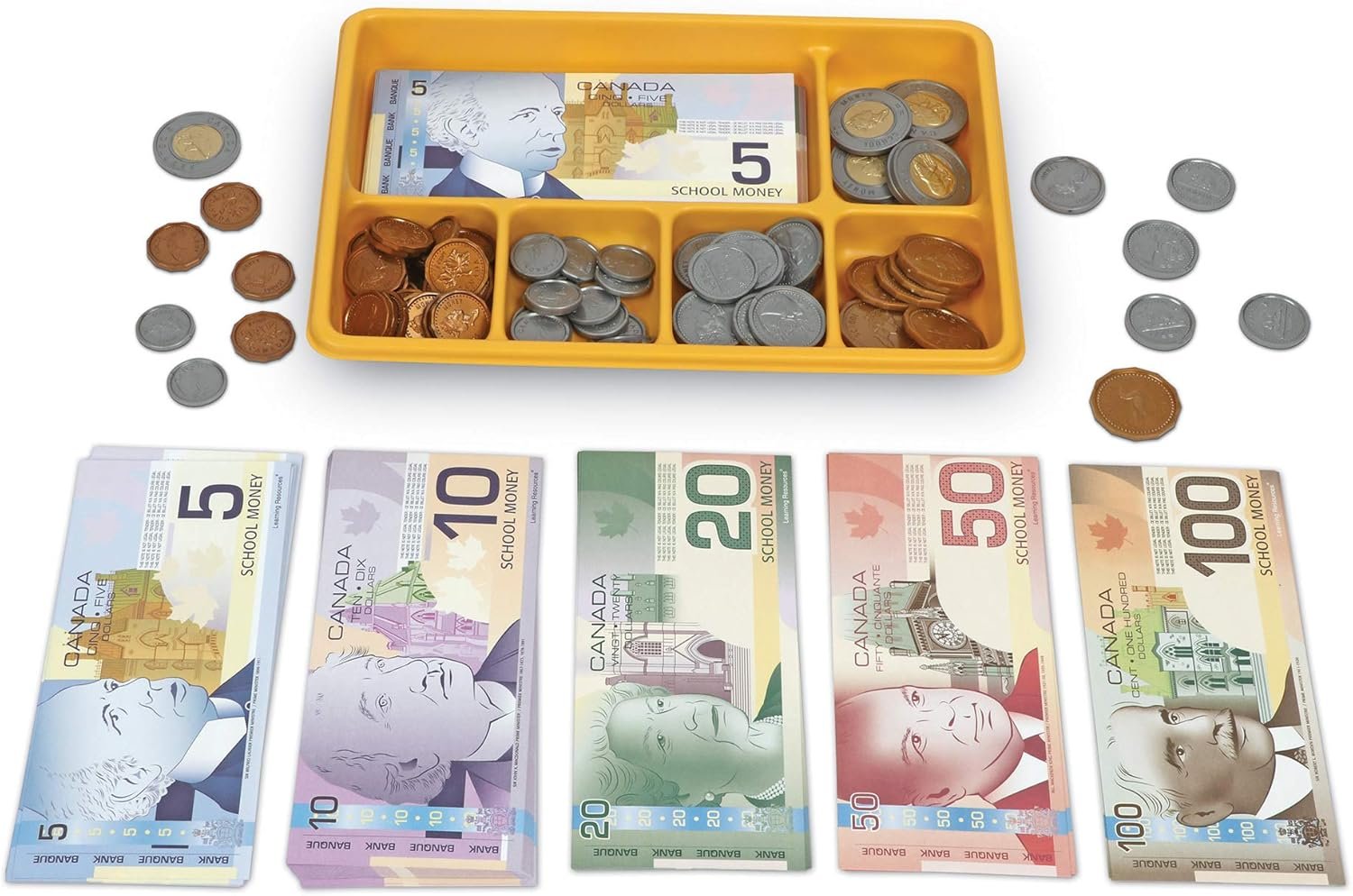 Learning Resources Canadian Currency-X-Change, Pretend Play Money for Kids, Develops Sorting and Money Skills, 211 Pieces, Ages 5+ - Image 5