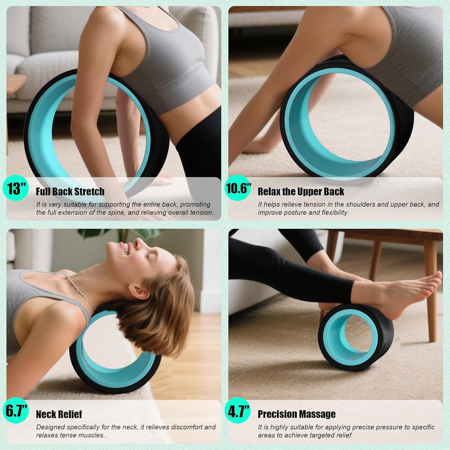 5 Pack Foam Roller- Yoga Wheel for Back Pain Reliefn & Stretching, Back Wheel for Deep Tissue Massage, Foam Roller for Physical Therapy & Exercise - Image 2