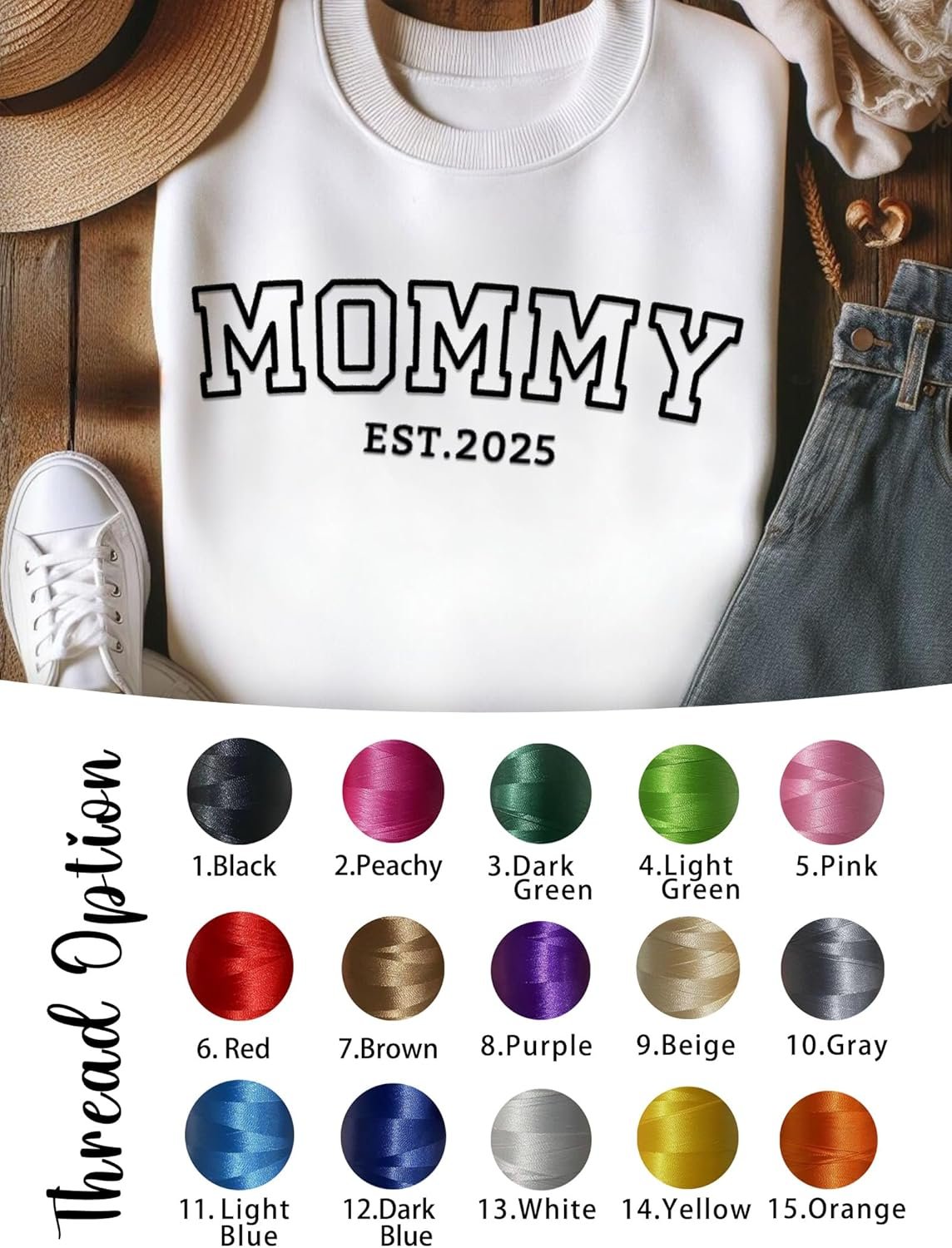 Personalized Mothers Day Birthday Gift for Mom Grandma, Custom Embroidered Sweatshirt with Name on Sleeve - Image 4