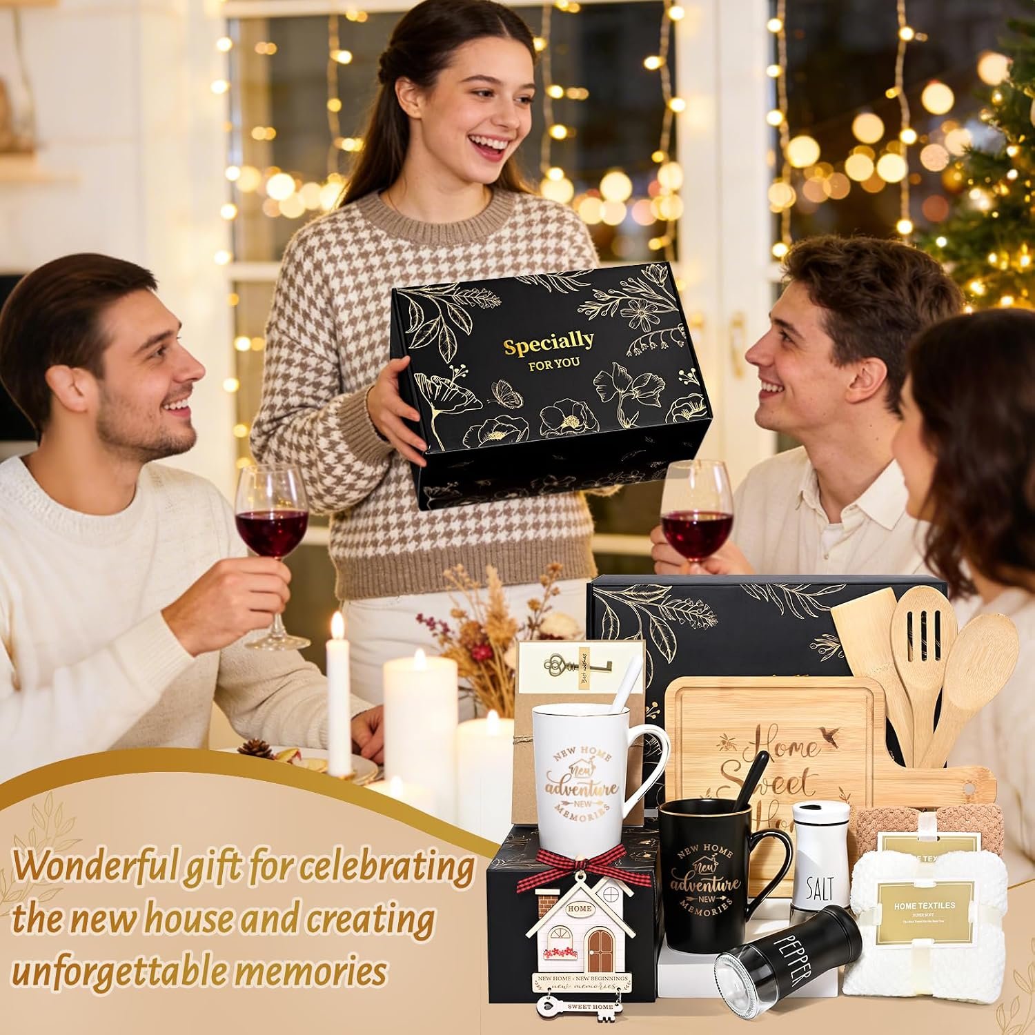 Maustic House Warming Gifts New Home, 14 Pcs New House Gift Basket, Housewarming Present for Homeowners Couples Women, Closing Gifts for Home Buyers - Image 7