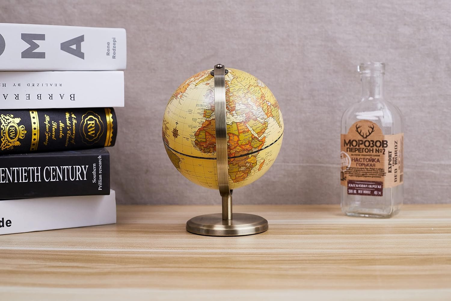 Annova Antique Globe Dia 5.5-inch / 14CM - Educational/Geographic/Modern Desktop Decoration - Stainless Steel Arc and Base - for School, Home, and Office (Antique 5.5“) (Brown-1) - Image 7