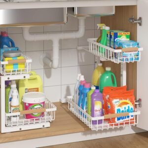 ADRIMER Under Sink Organizer 2 Pack...