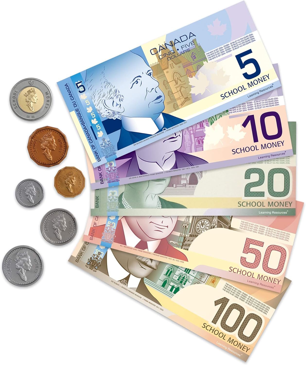 Learning Resources Canadian Currency-X-Change, Pretend Play Money for Kids, Develops Sorting and Money Skills, 211 Pieces, Ages 5+ - Image 4