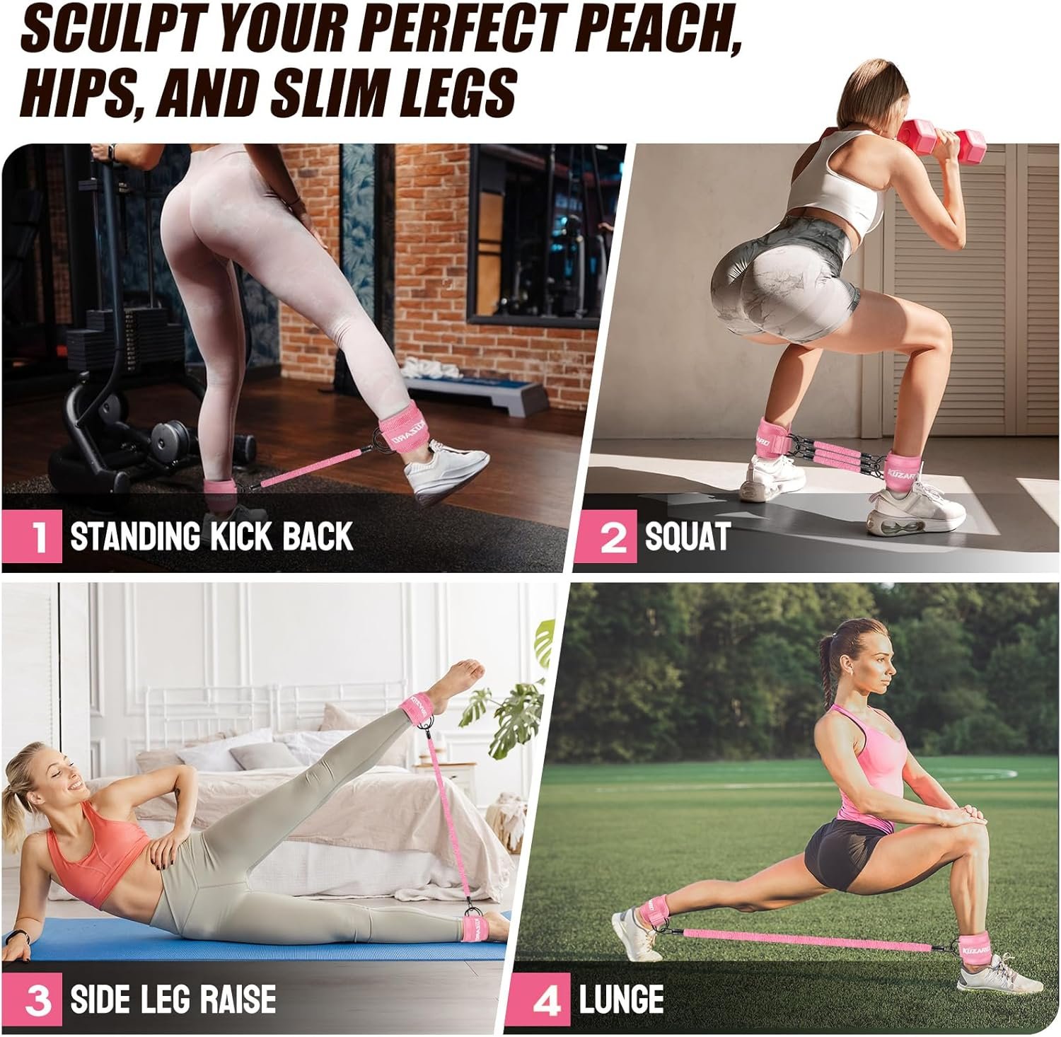 Resistance Bands with Ankle Straps, Ankle Weights Bands for Working Out, Exercise Band for Women Leg and Glute, Booty Workout Equipment for Kickbacks,Butt and Hip Training, Home Gym Fitness Equipment - Image 6