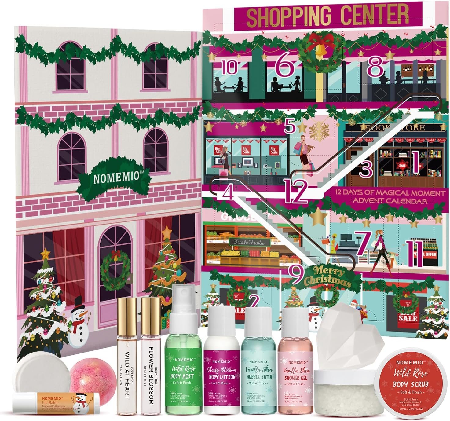 Beauty Advent Calendar 2025 for Adults Women & Teen Girls, 12 Days Bath and Body Christmas Gifts Sets for Women, 12pcs Spa Gift Baskets for Her, Skincare Beauty Gifts Box Kit
