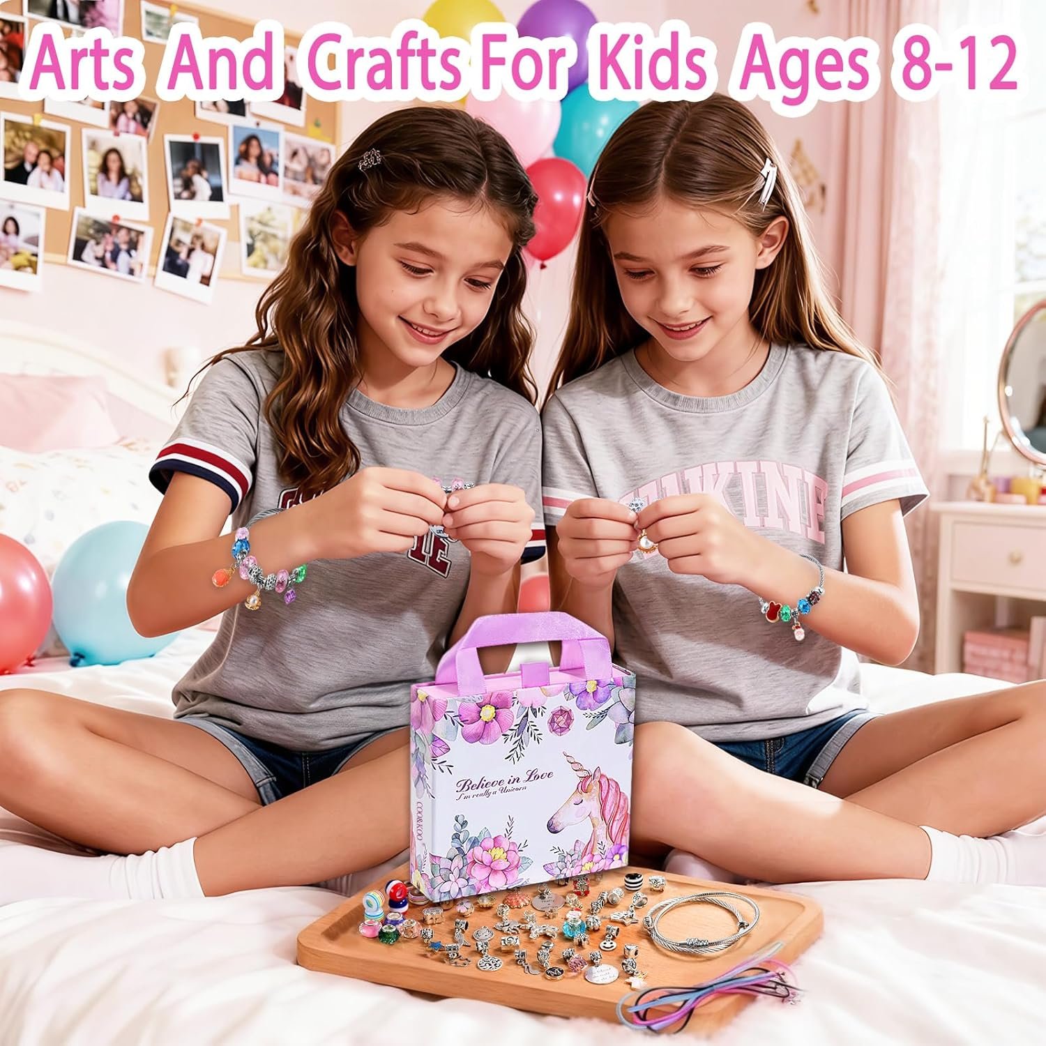 Girls Charm Bracelet Making Kit: Unicorn Toys for Girls Gifts 8-12 Years Old, Birthday Gifts 6 7 8 9 10 Year Old Girl Gift Ideas, Inspires Creativity Art and Crafts for Kids Age 6-8 Jewelry Making Set - Image 3