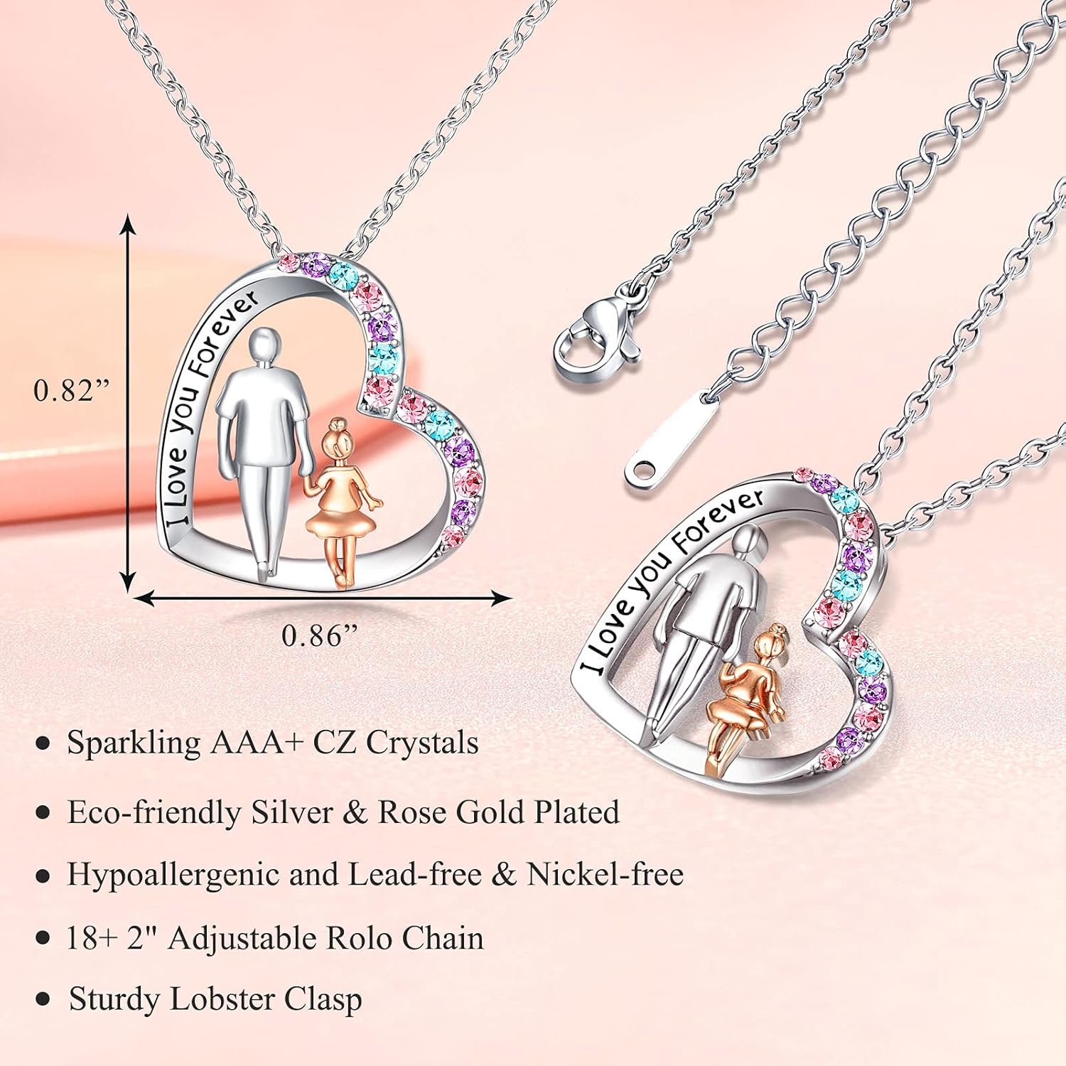 PINKDODO Daughter l Love You Forever Pendant Necklace from Dad, Valentines Birthday Easter Gifts for Daughter from Dad Daddy - Image 3