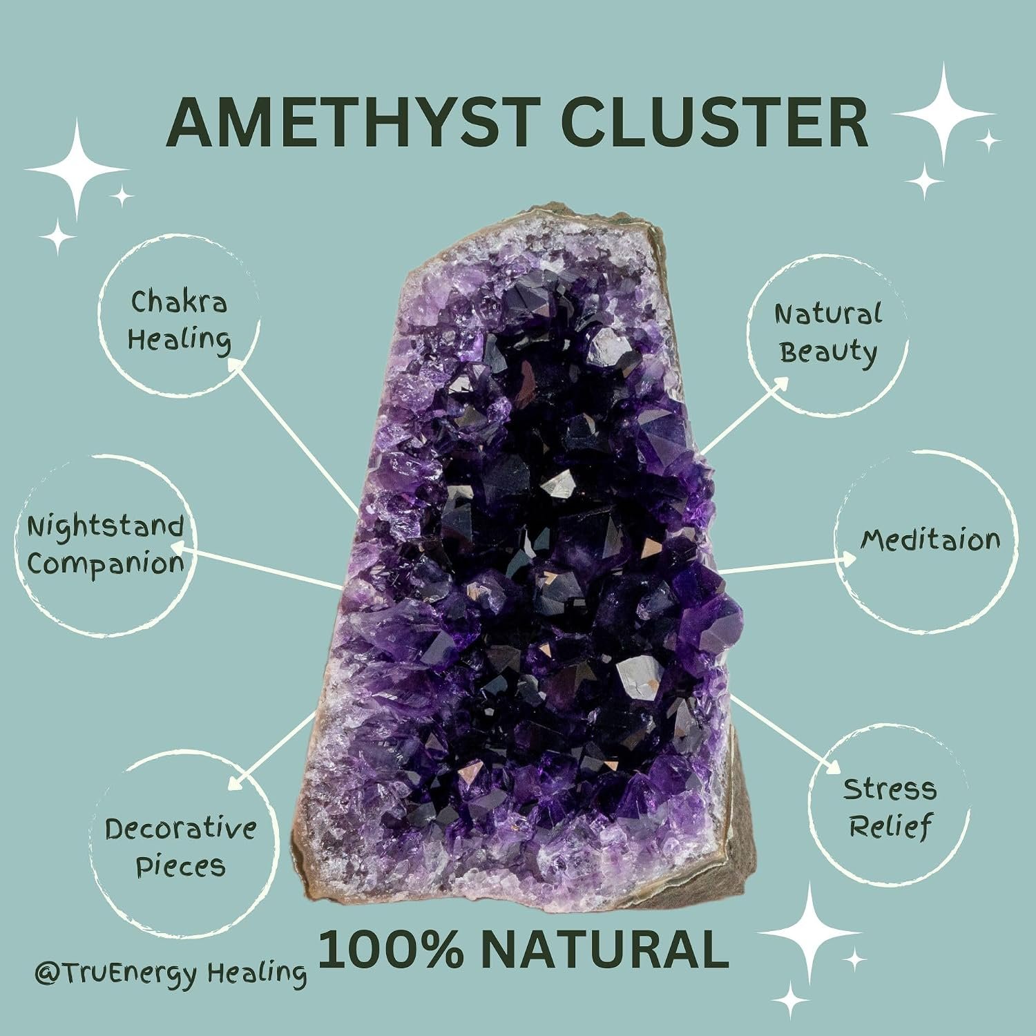 TRUENERGY Natural Amethyst Crystal Cluster – 0.5 To 12 Pounds Dark Purple Grade AAA Raw Quartz Amethysts Stone – Great For Home Decoration, Positive Energy, & Healing Crystals Amatista piedra - Image 7