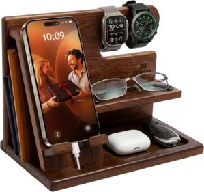 TESLYAR Wood Phone Docking Station ...