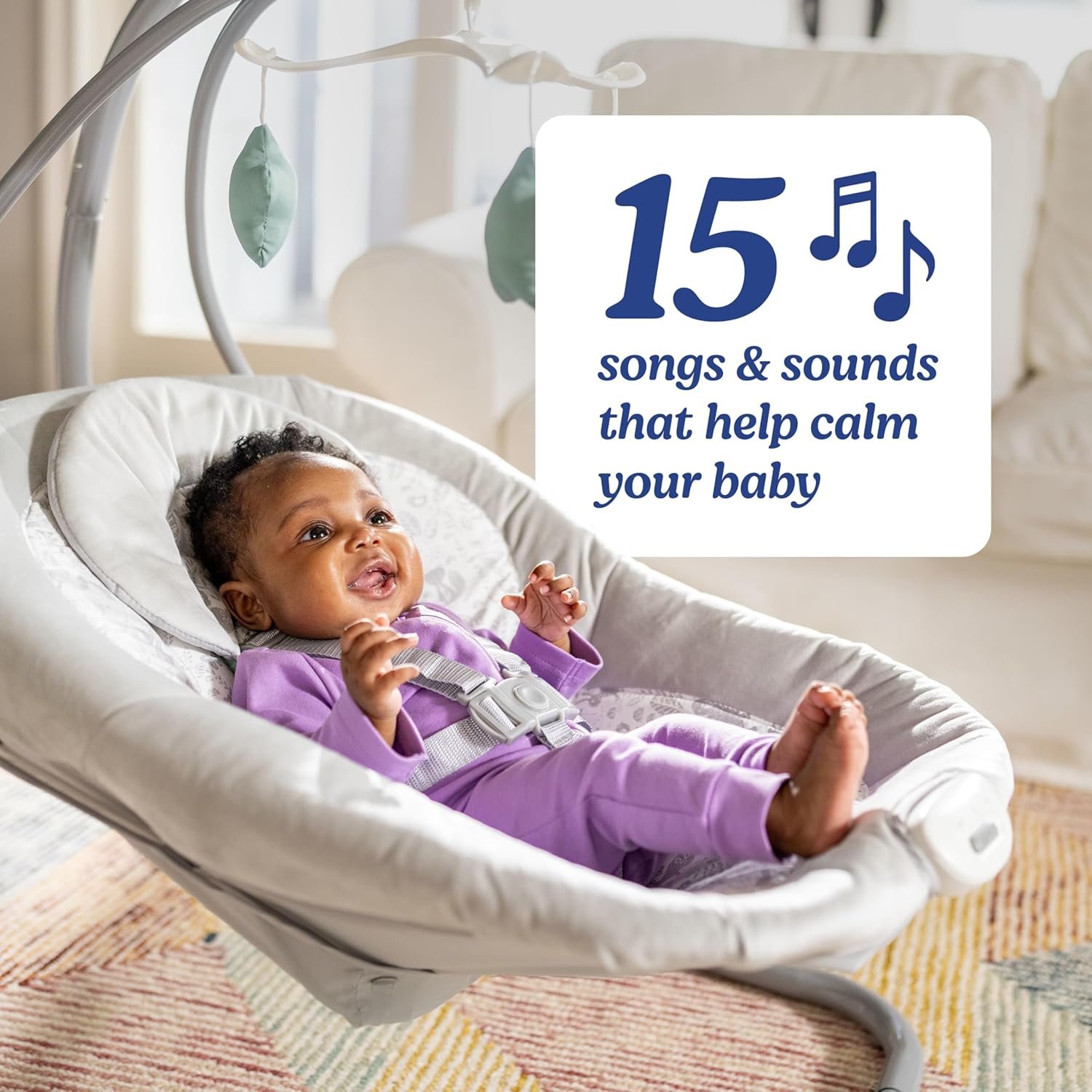 Graco Simple Sway Baby Swing, Side‑to‑Side Motion, Infant Swing with 6 Speeds, Vibration, Ivy - Image 3