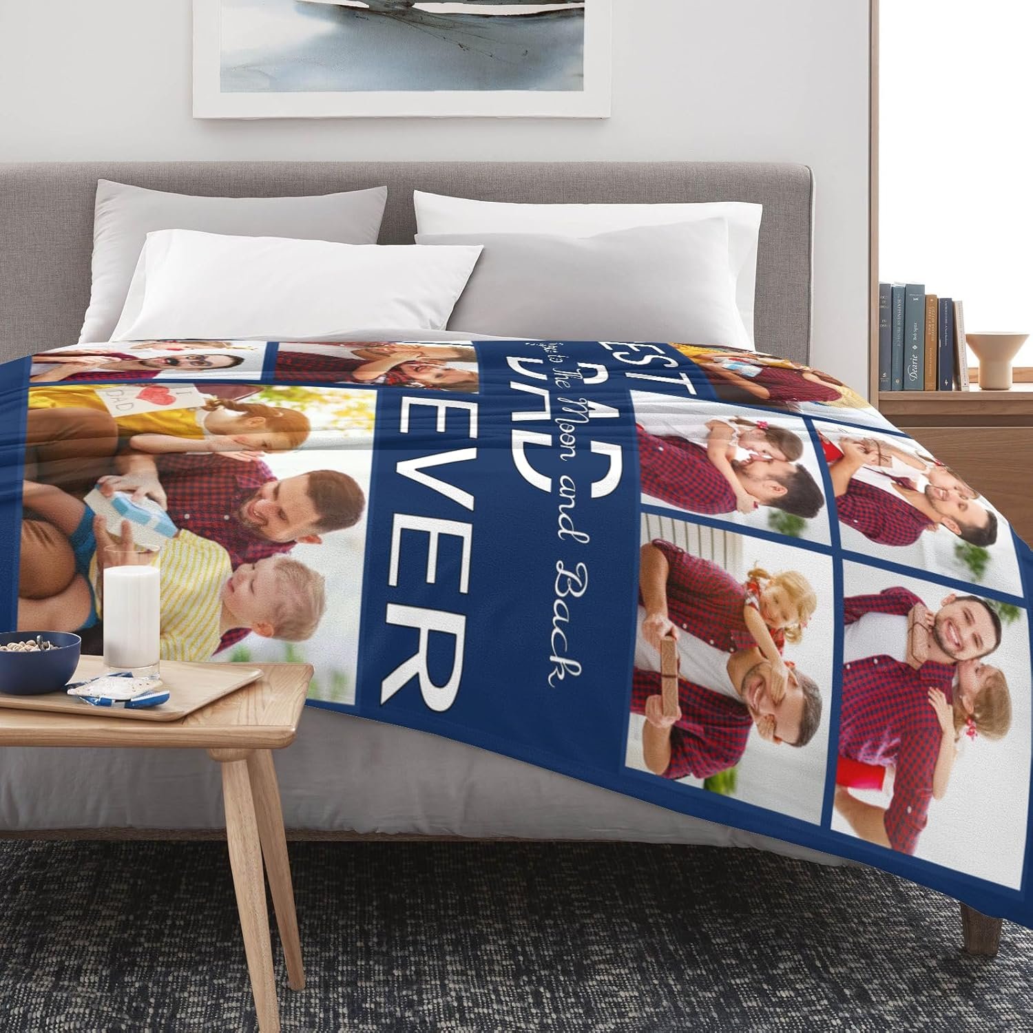 Custom Blanket with Photo Text, Birthday Gifts for Dad, Fathers Day Blanket,Personalized Blanket for Dad Husband Gifts from Son Daughter Wife - Image 6