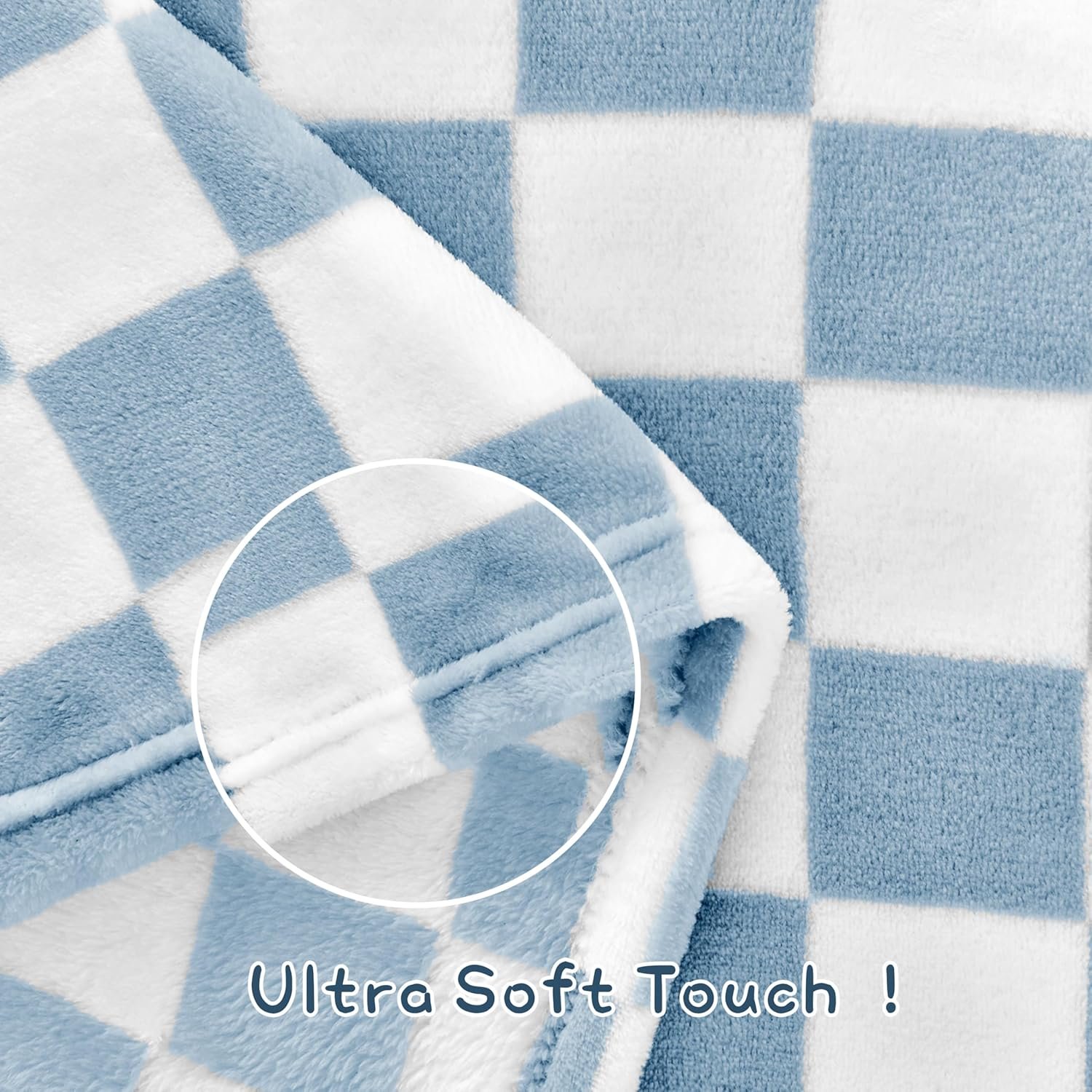 Yurhap Checkered Baby Blanket Fleece Baby Blankets for Boys, Ultra Soft Cozy Fluffy Infant Toddler Newborn Receiving Blankets for Crib Stroller, 30''x40'', Blue - Image 6
