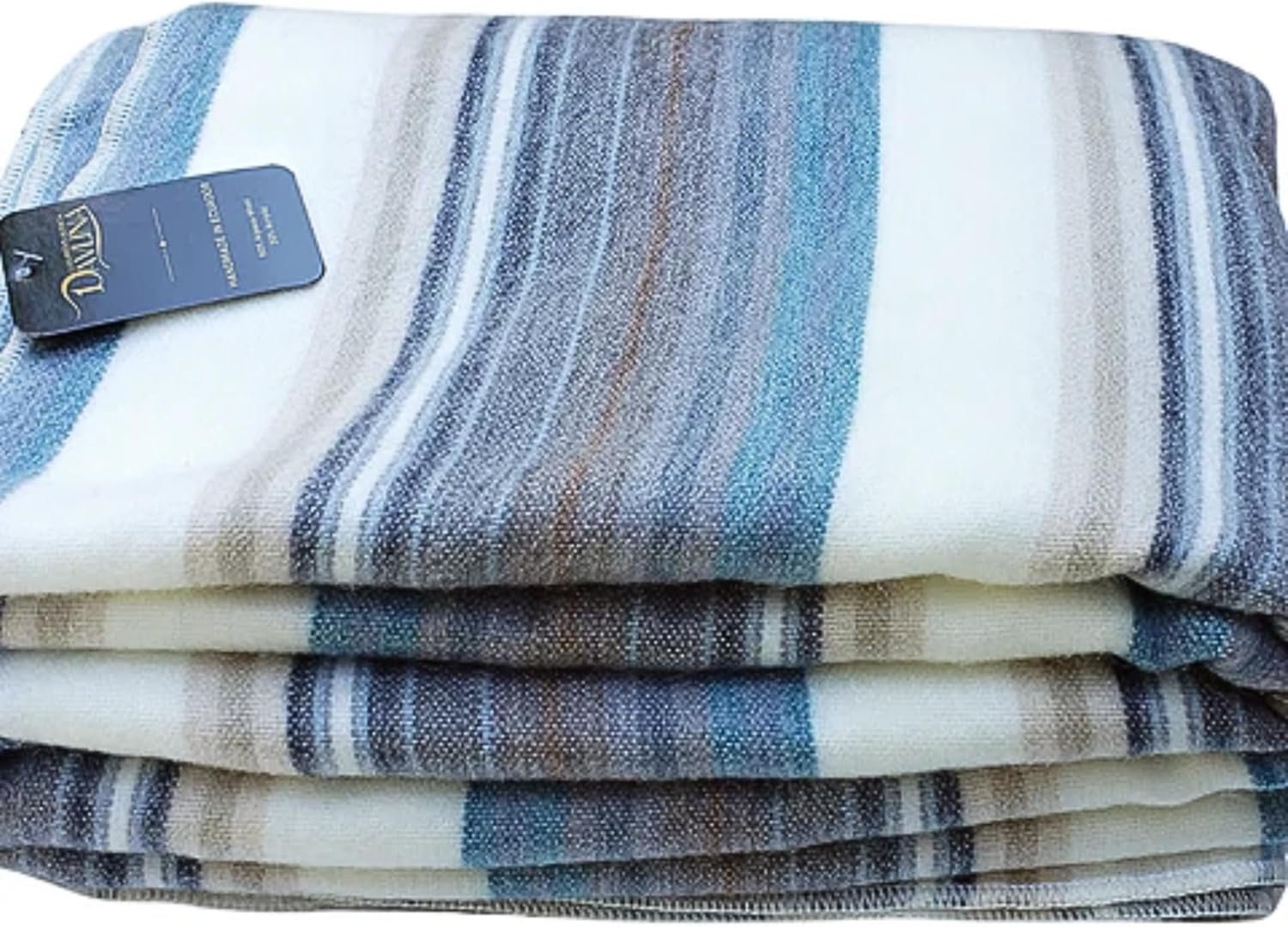 DAVLINA, Alpaca Wool Throw Blanket | Super Soft, Lightweight, Breathable and Hypoallergenic | Non-Itchy or Scratchy (Blue White Varicolored, Striped) - Image 6