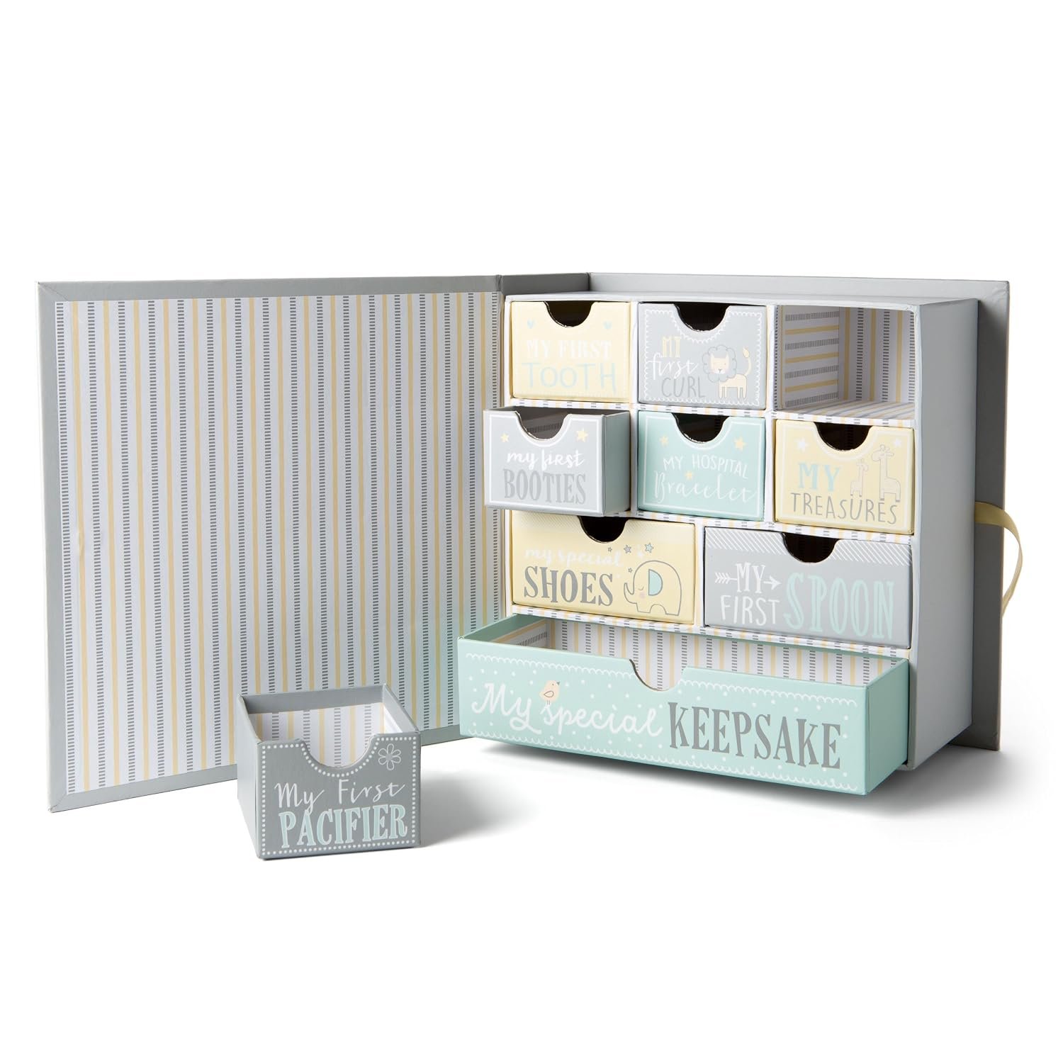 Votum Baby Keepsake Box for Treasured Memories, Moon & Stars - Lightweight, Handcrafted Baby Boxes with 9 Labeled Compartments for First Memories - Gender Neutral Baby Shower Gifts for Girls, Boys - Image 9