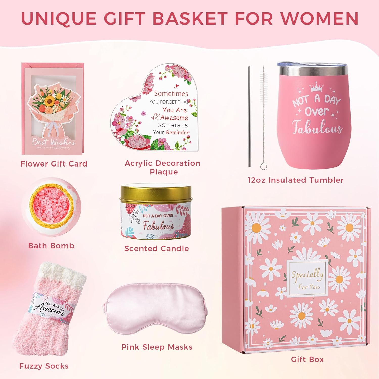 Birthday Gifts for Women,Unique Self Care Package Inspirational Get Well Soon Gift Baskets,Personalized Thank You Friendship Thinking of You Gifts Box for Her Mom Grandma Wife Best Friend Sister - Image 5