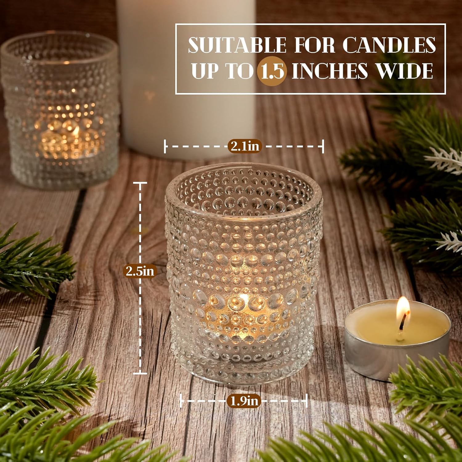 24 Pack Votive Candle Holders, Clear Glass Tealight Candle Holders DIY Wax Filling for Wedding, Tea Light Candles Holder for Home Table Decoration - Image 3