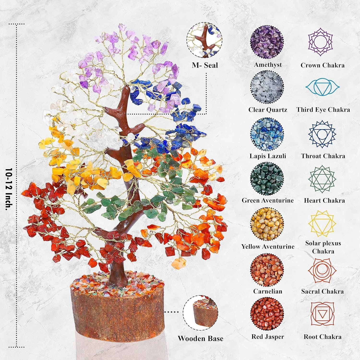 Crocon® The Original 7 Chakra Crystals Tree of Life, Birthday Gifts for Women, Men & Friends, Chakra Tree for Home & Office Decor | House Warming Gifts New Home, Gift for mom, Her, Sister & Self Care - Image 8